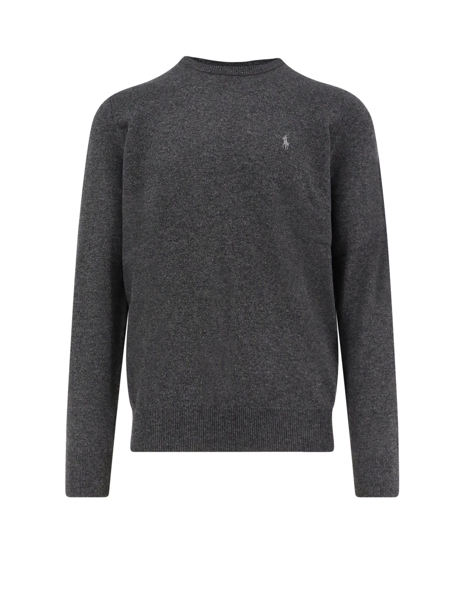 Polo Ralph Lauren Ribbed Cuff Long Sleeve Crew Neck Sweater In Gray