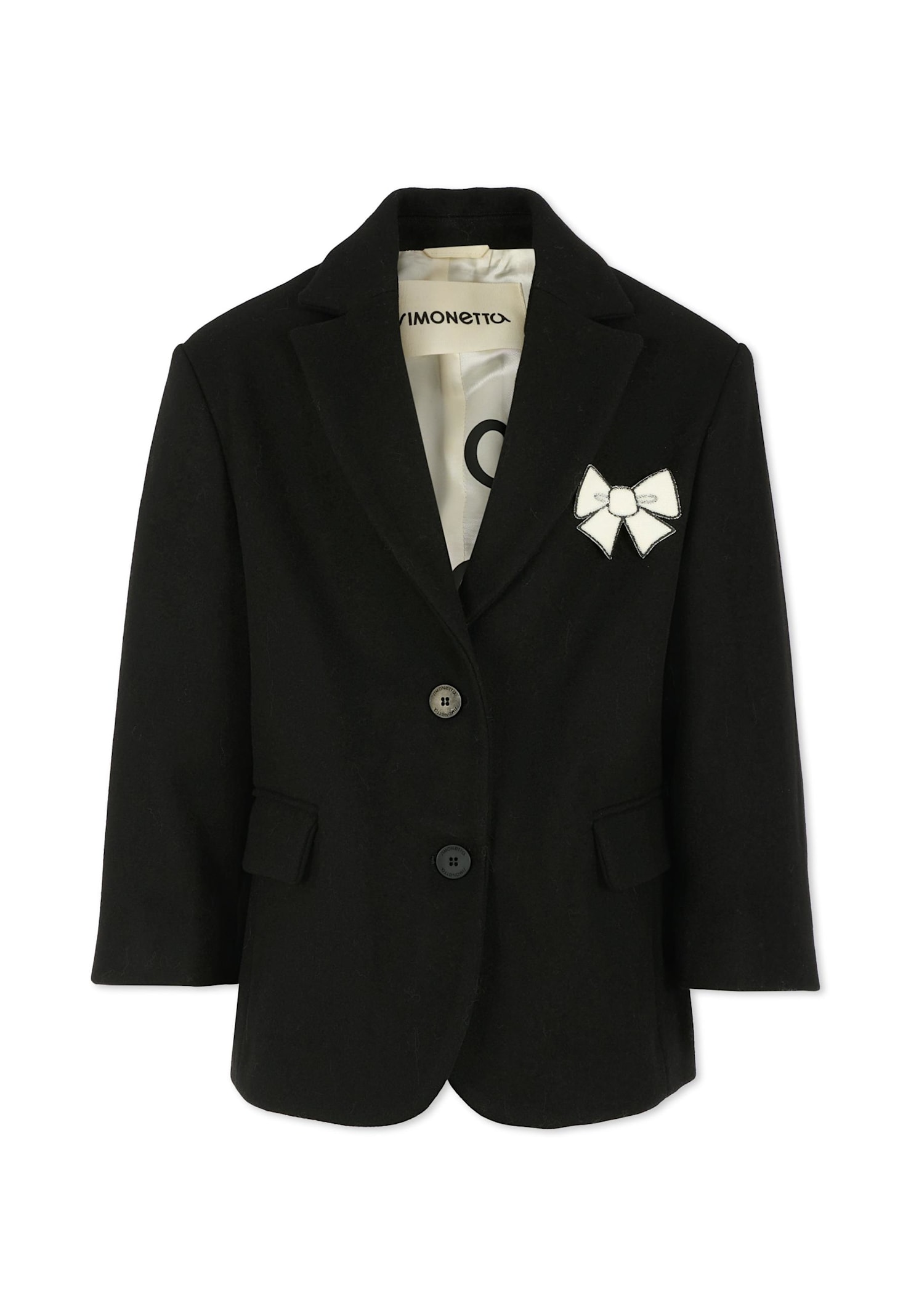 Simonetta Black Jacket For Girl With Bows In Black