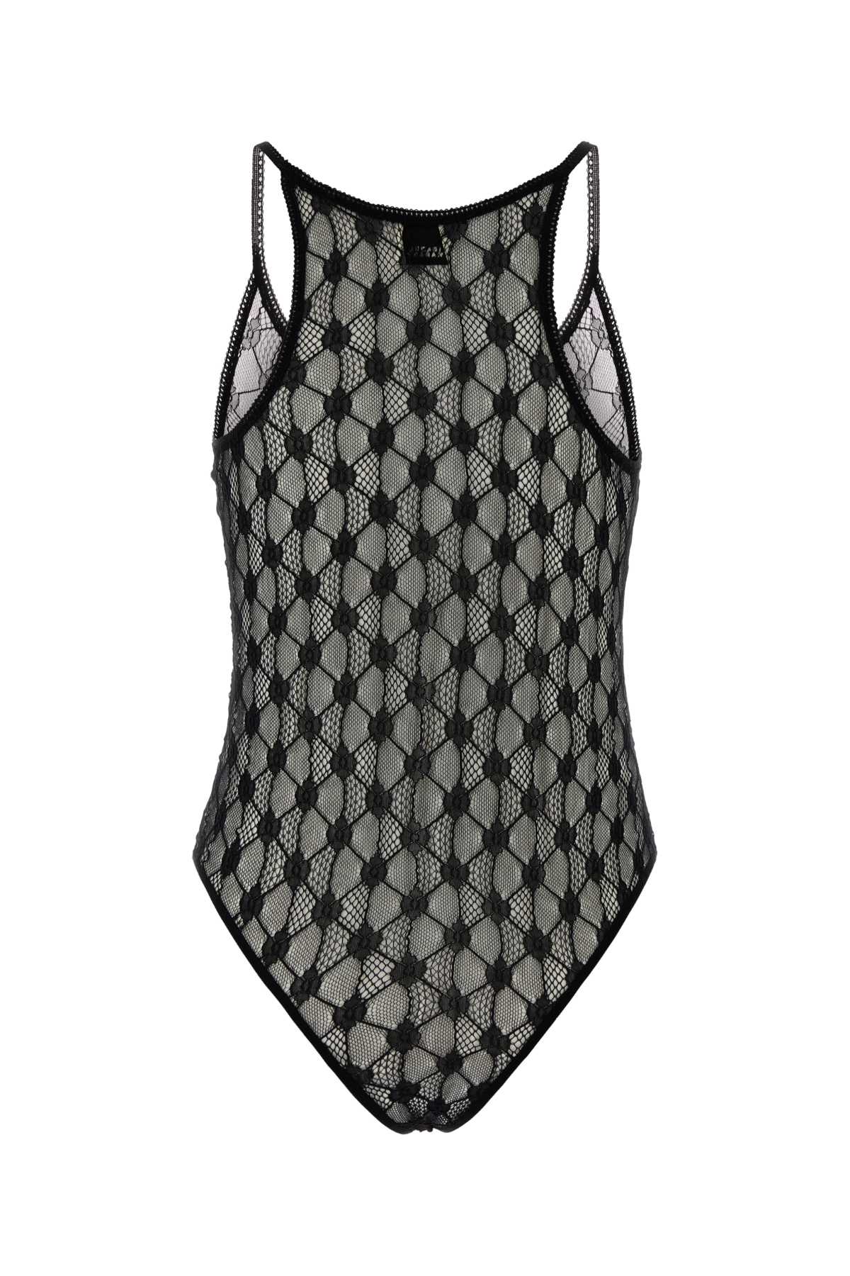 Isabel Marant Stretch Lace Bodysuit Scoop Neckline In Black