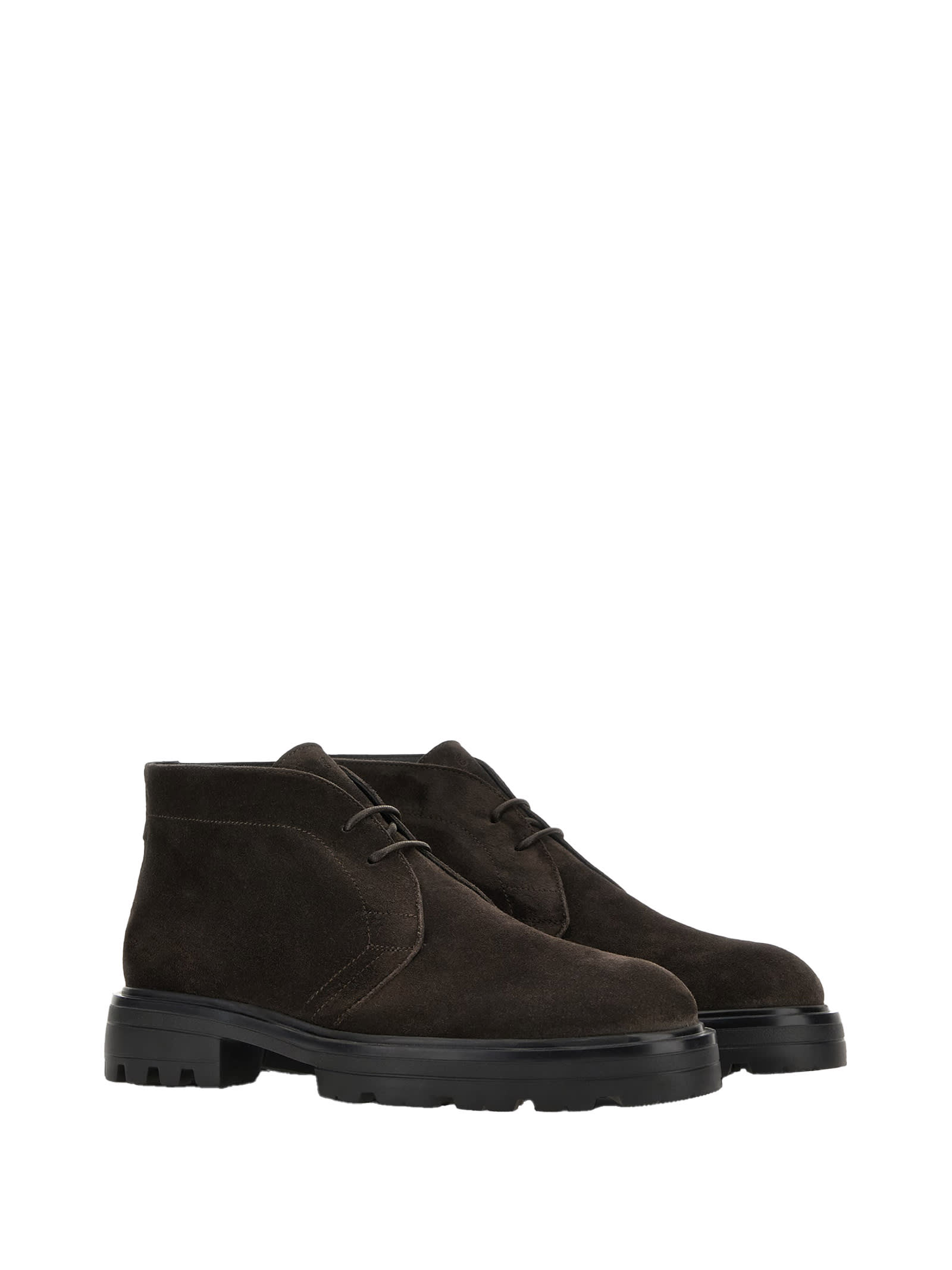 Hogan Brown Suede Ankle Boots In Brown