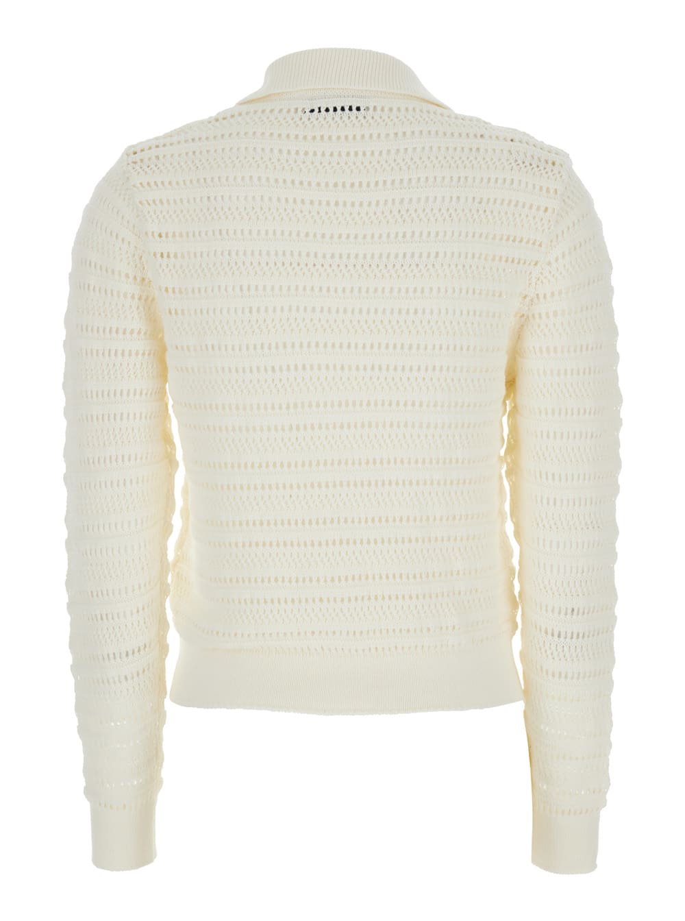 Dunst White Cardigan With Spread Collar In White