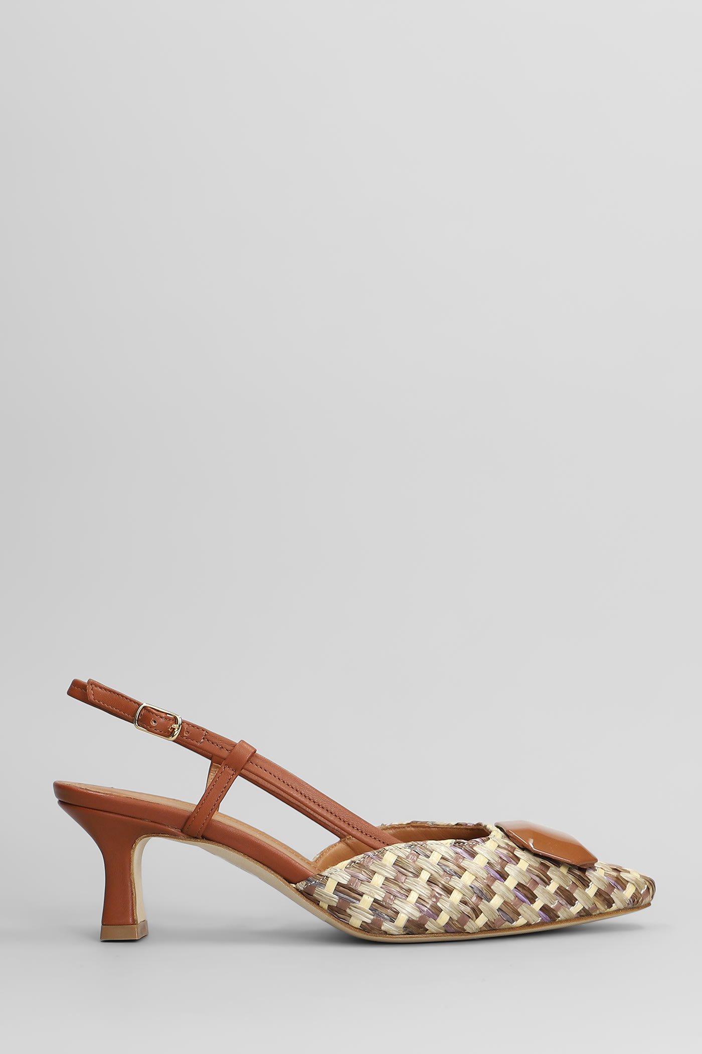 Pumps In Leather Color Raffia