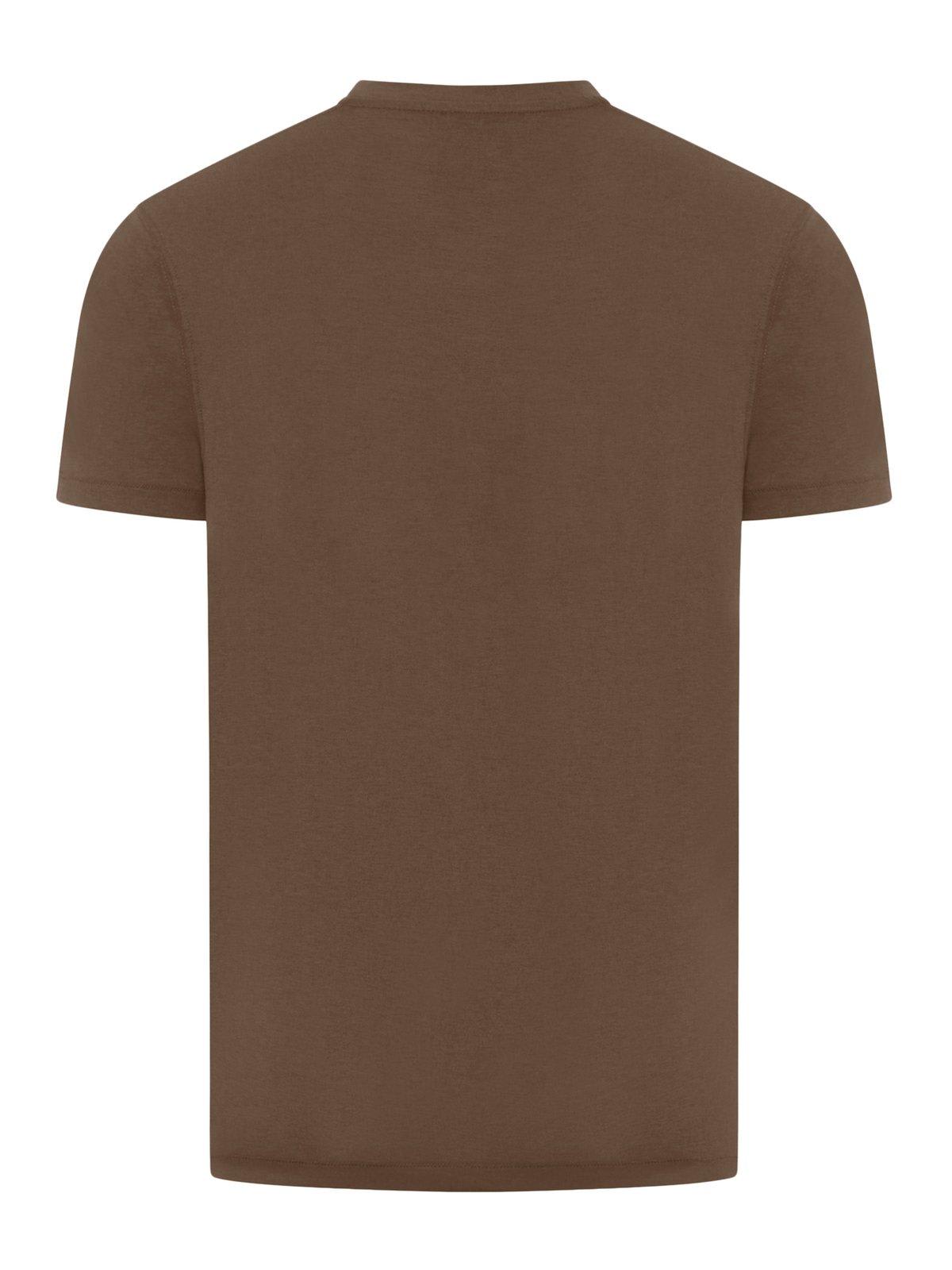 Tom Ford Regular Fit T-shirt In Lyocell And Cotton In Brown