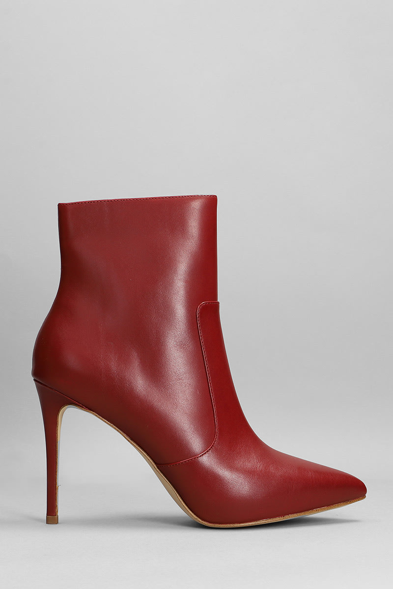 Michael Kors Rue High Heels Ankle Boots In Bordeaux Leather