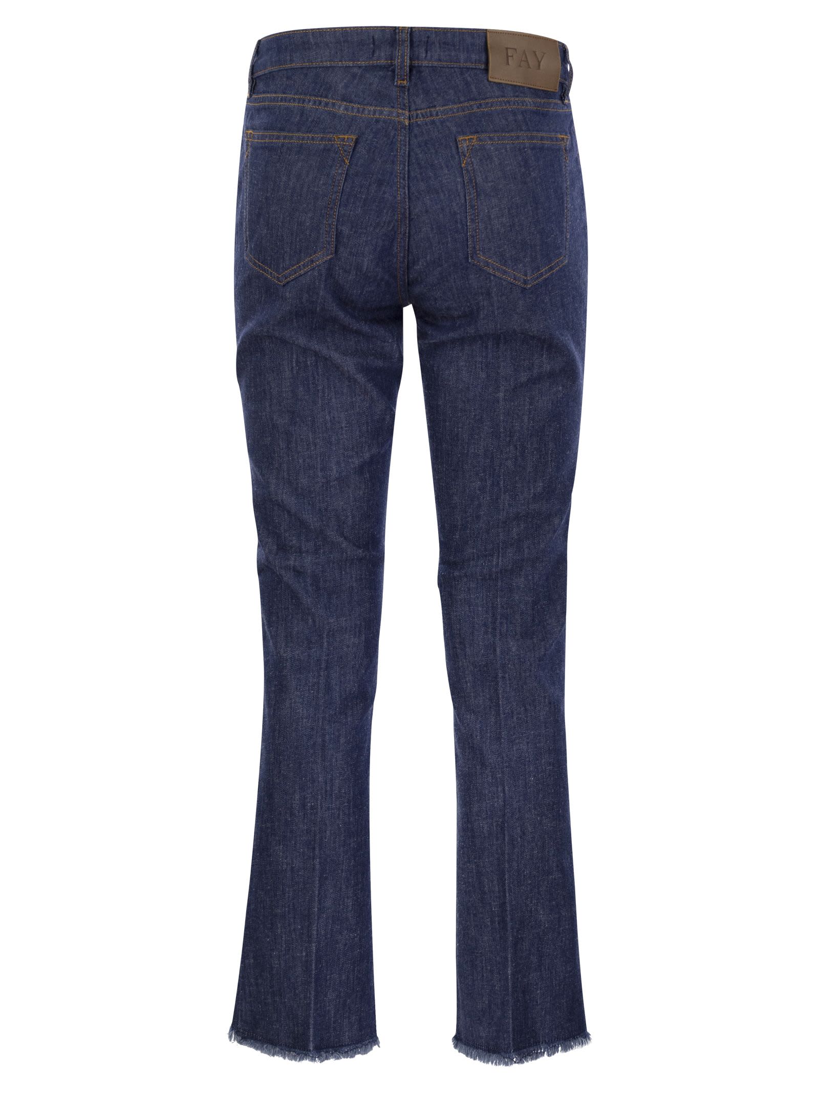 Shop Fay Denim 5-pocket Trousers In Blue