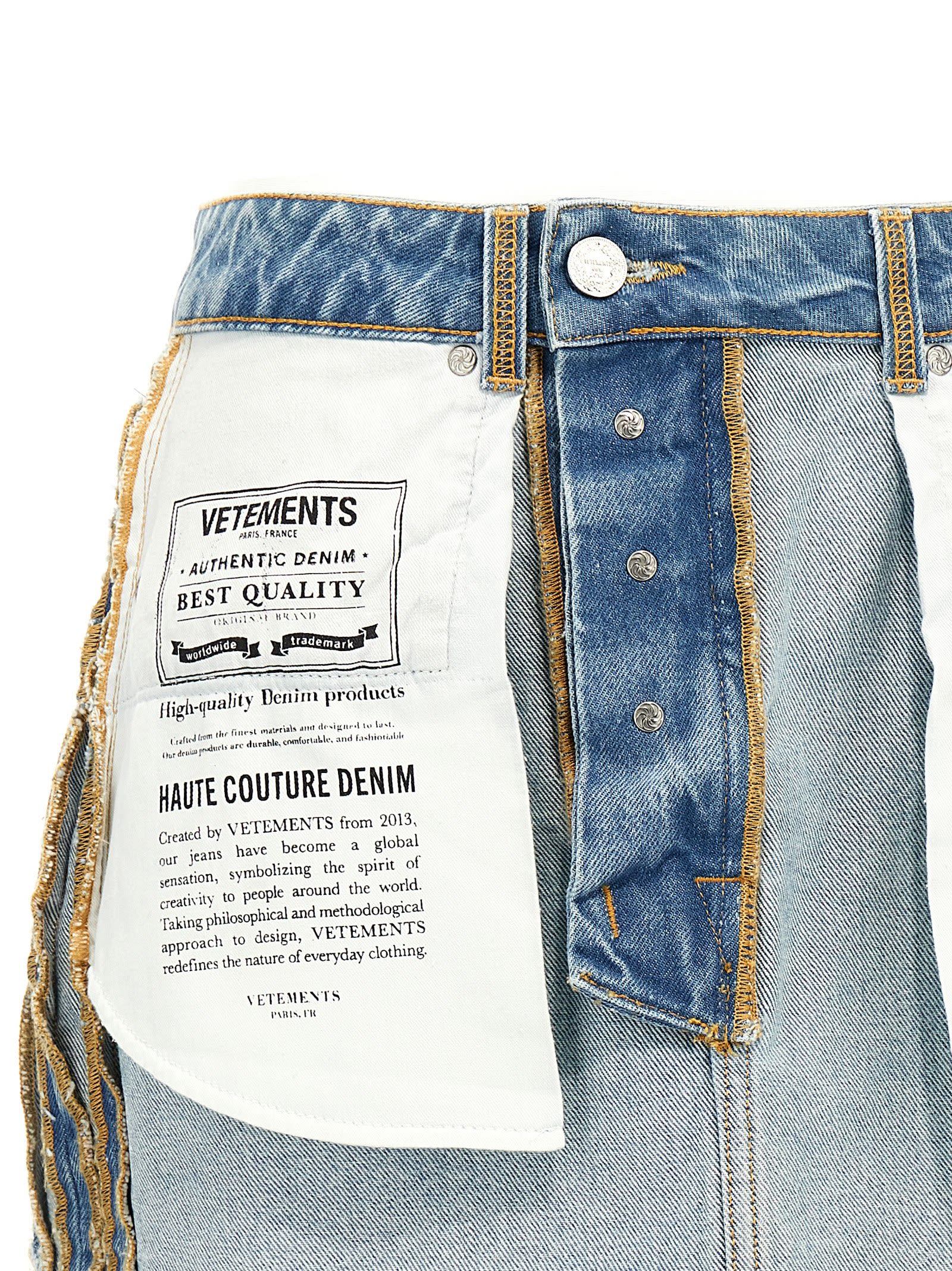 Shop Vetements Inside-out Skirt In Light Blue