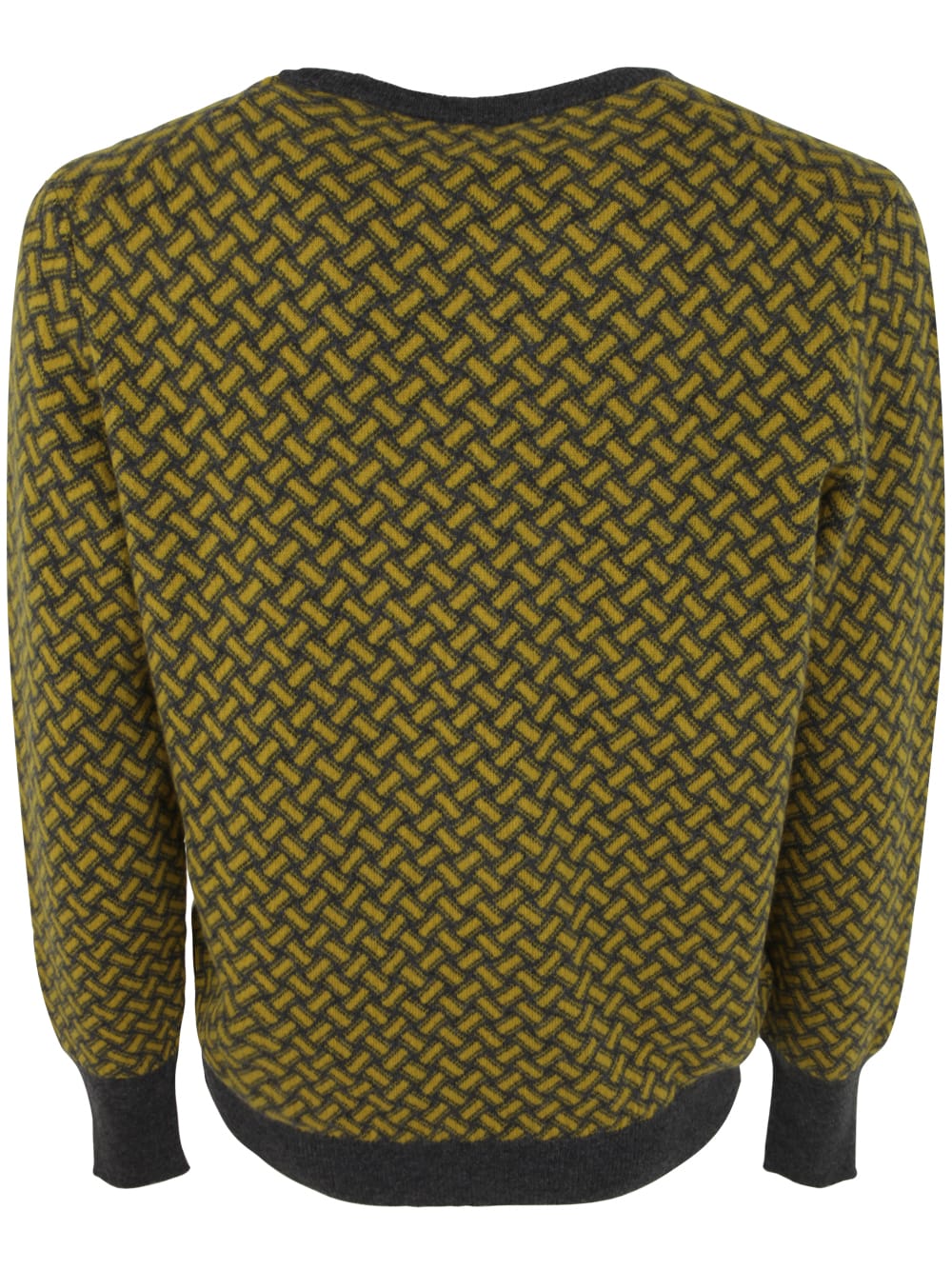 Shop Drumohr Long Sleeve Crew Neck Sweater In Yellow Grey