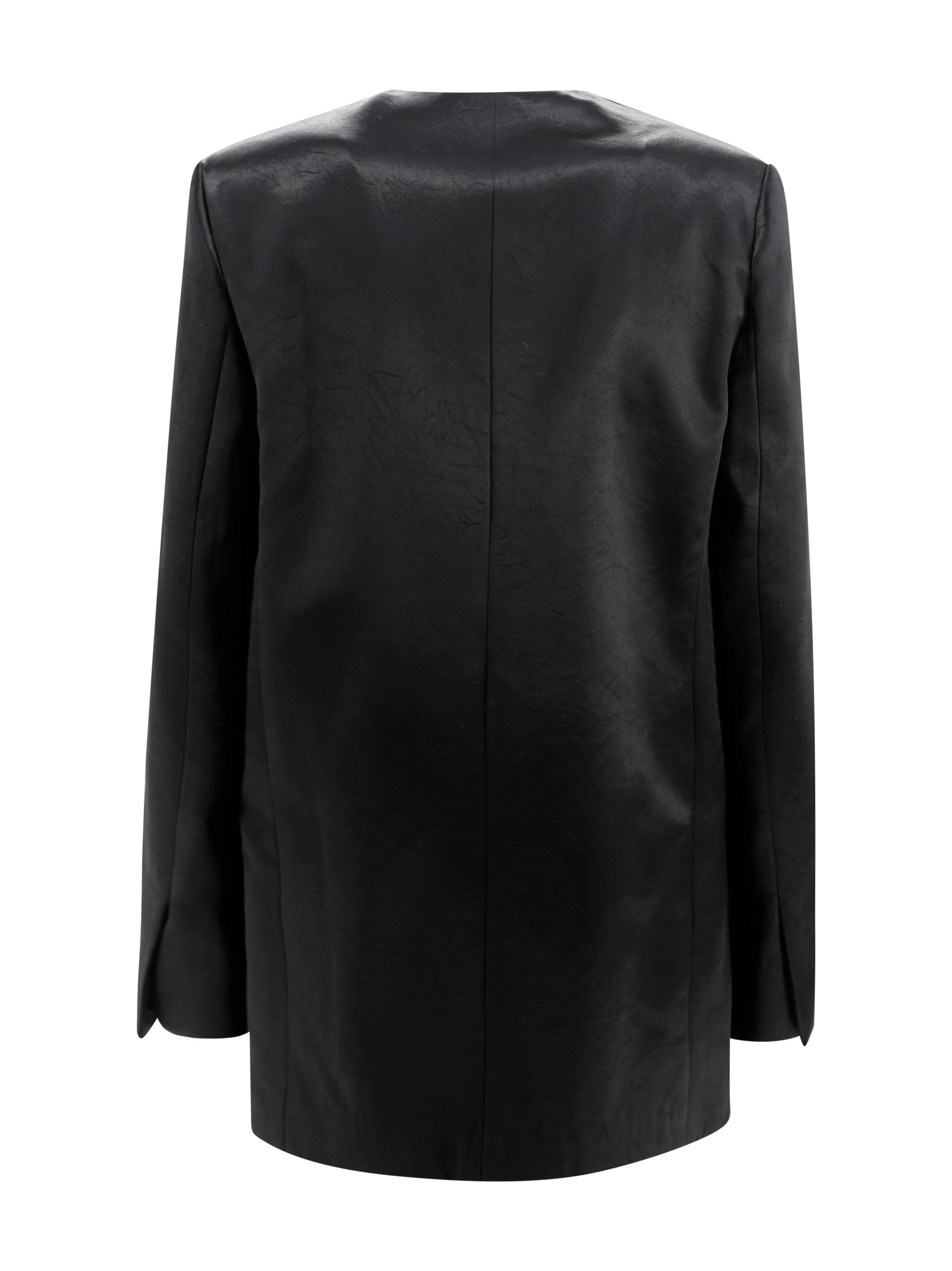 Philosophy Di Lorenzo Serafini V-neck Satin Blazer With Double-breasted Closure In Black