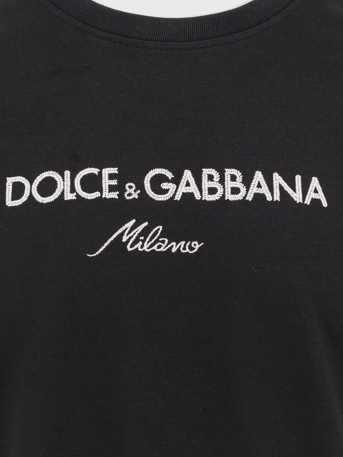 Dolce & Gabbana Logo-embroidered Layering Cotton T-shirt In Black