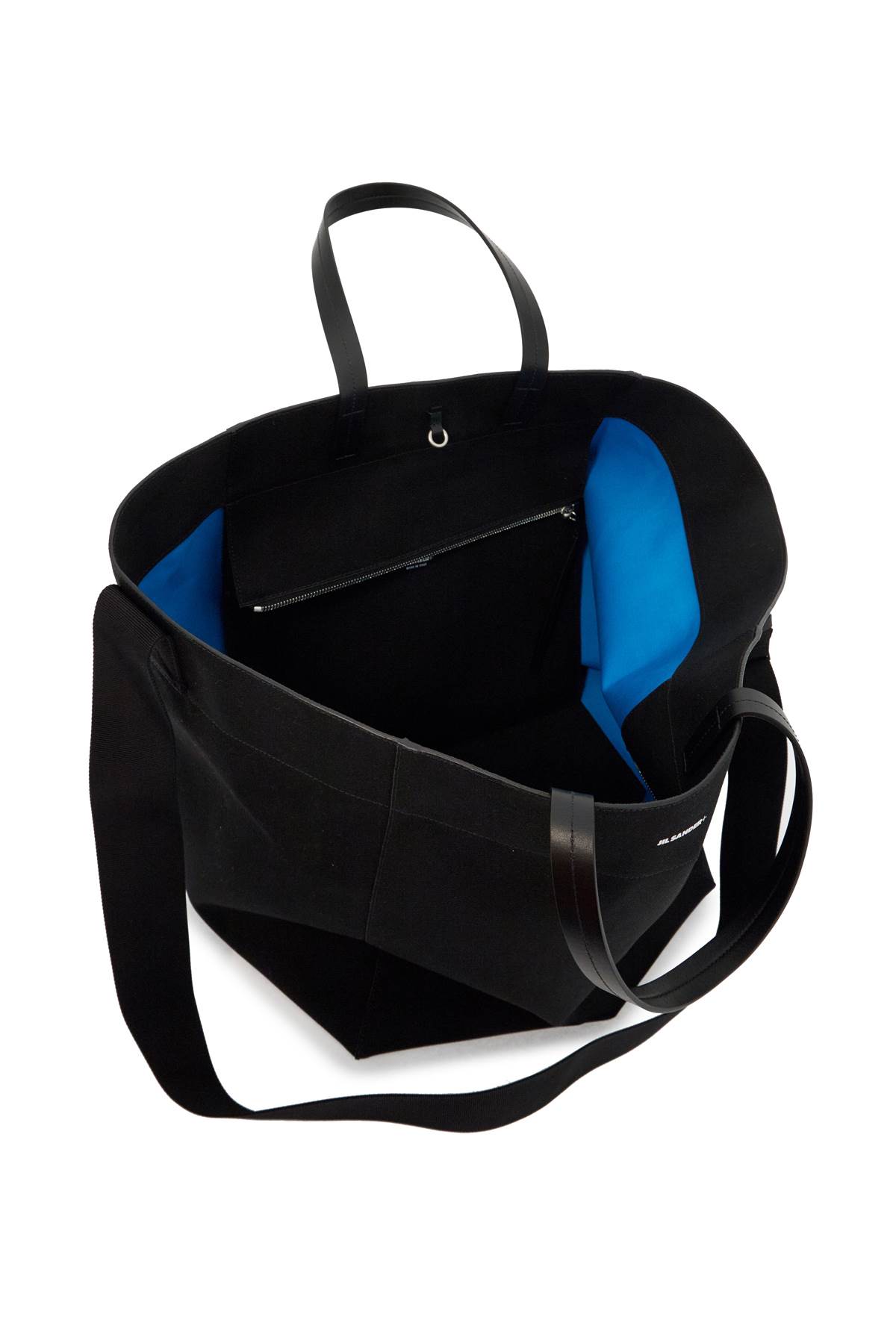 Jil Sander Utility Tote Bag In Pitch Black/raw Cotton (black)