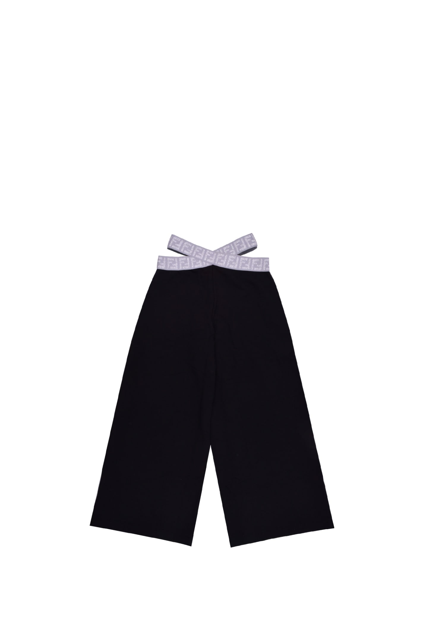 FENDI WIDE TROUSERS WITH LOGO BANDS