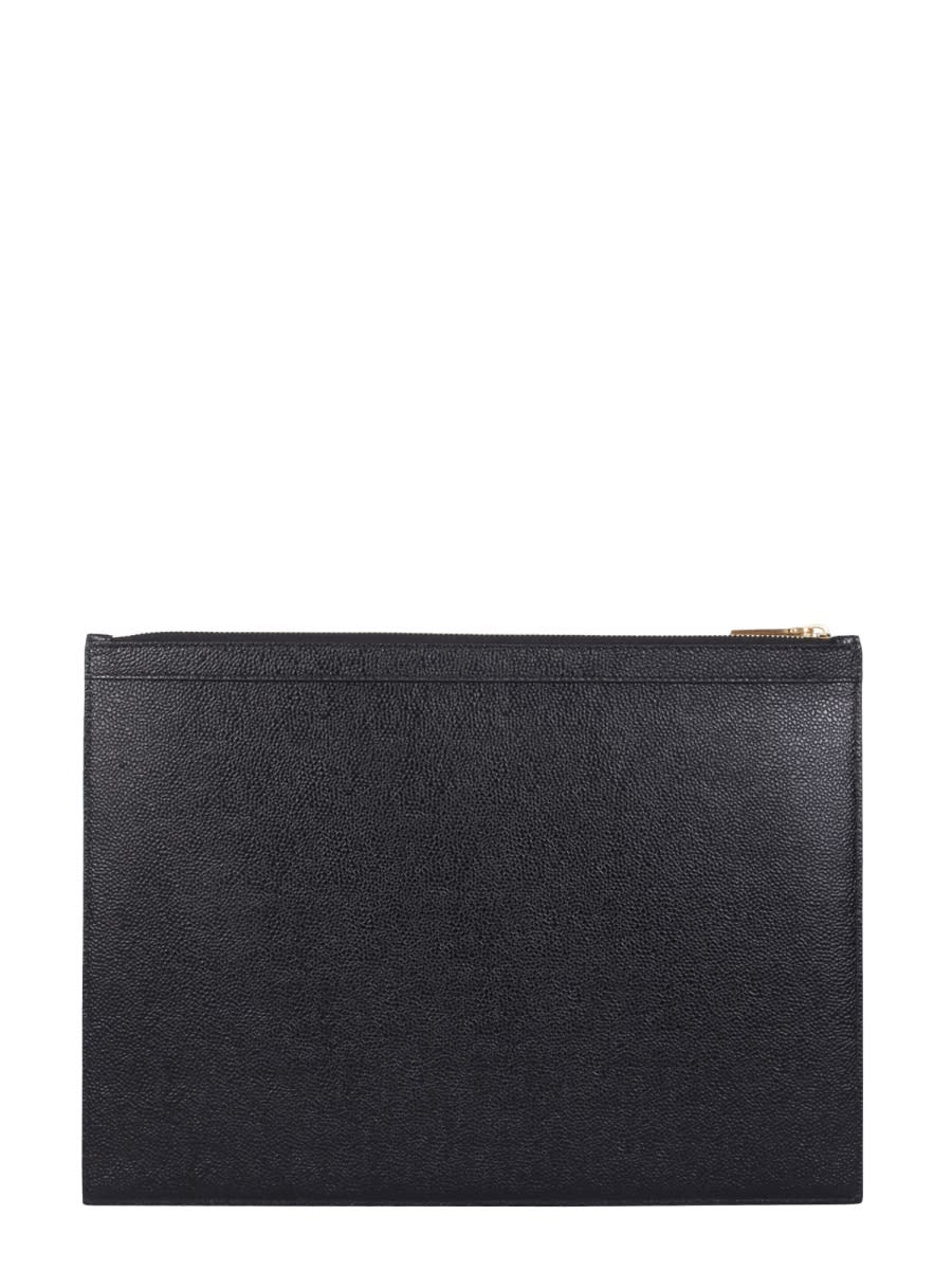 Shop Thom Browne Medium Document Holder With Zip In Black