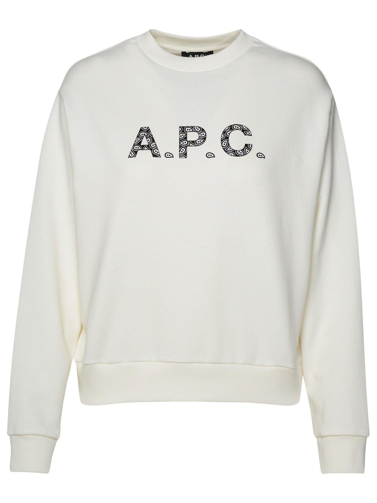 Apc Logo-printed Crewneck Sweatshirt A.p.c. In Cream