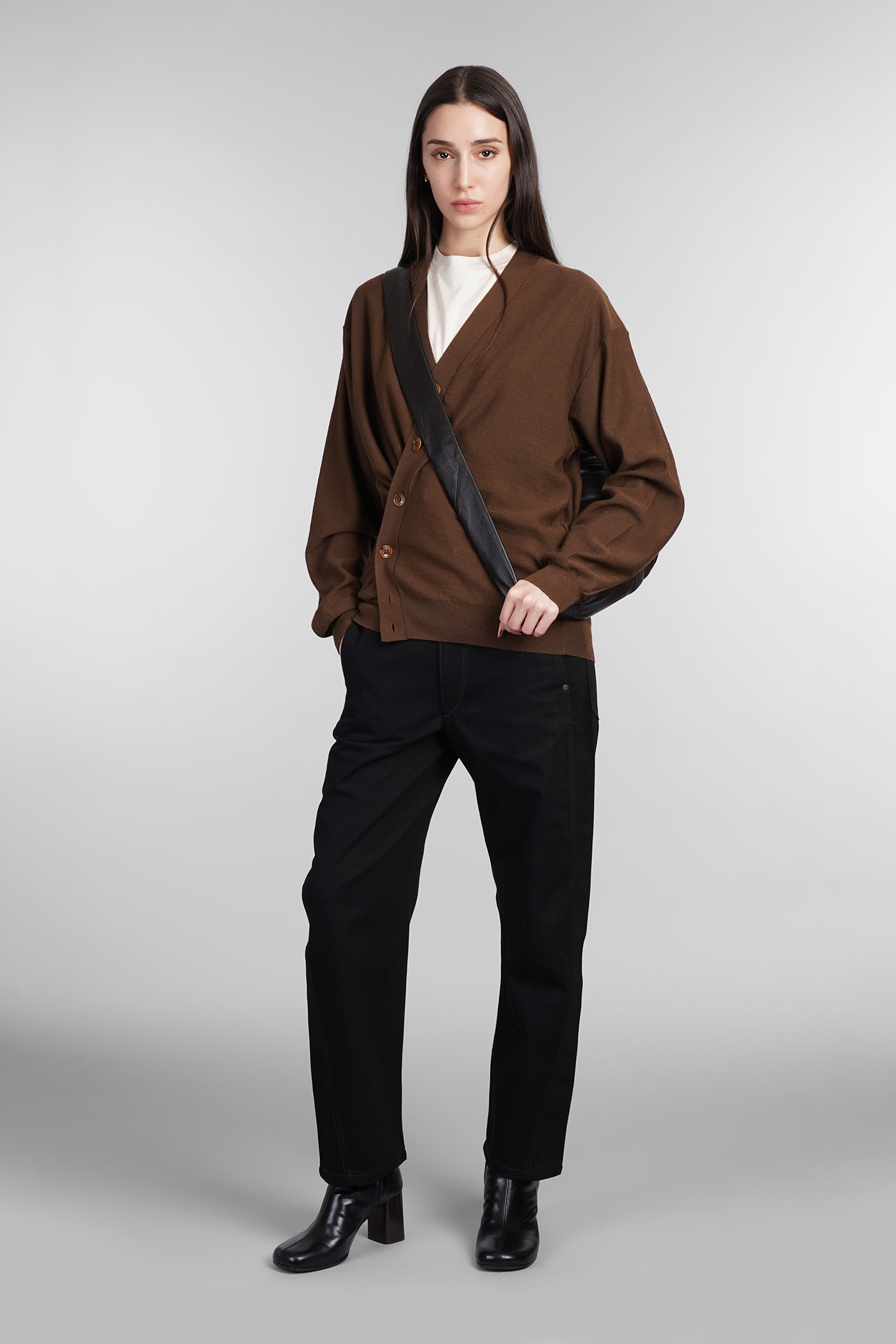 Shop Lemaire Cardigan In Brown Wool