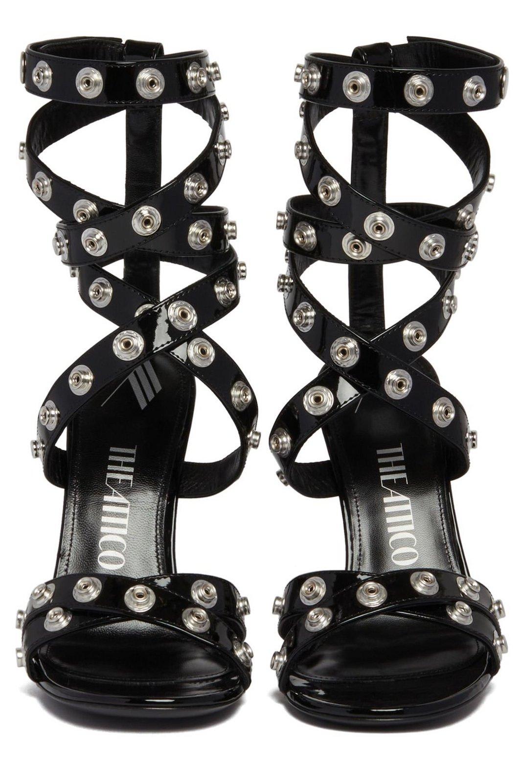 Shop Attico Cosmo Double Ankle Strap Press-stud Detailed Sandals In Black