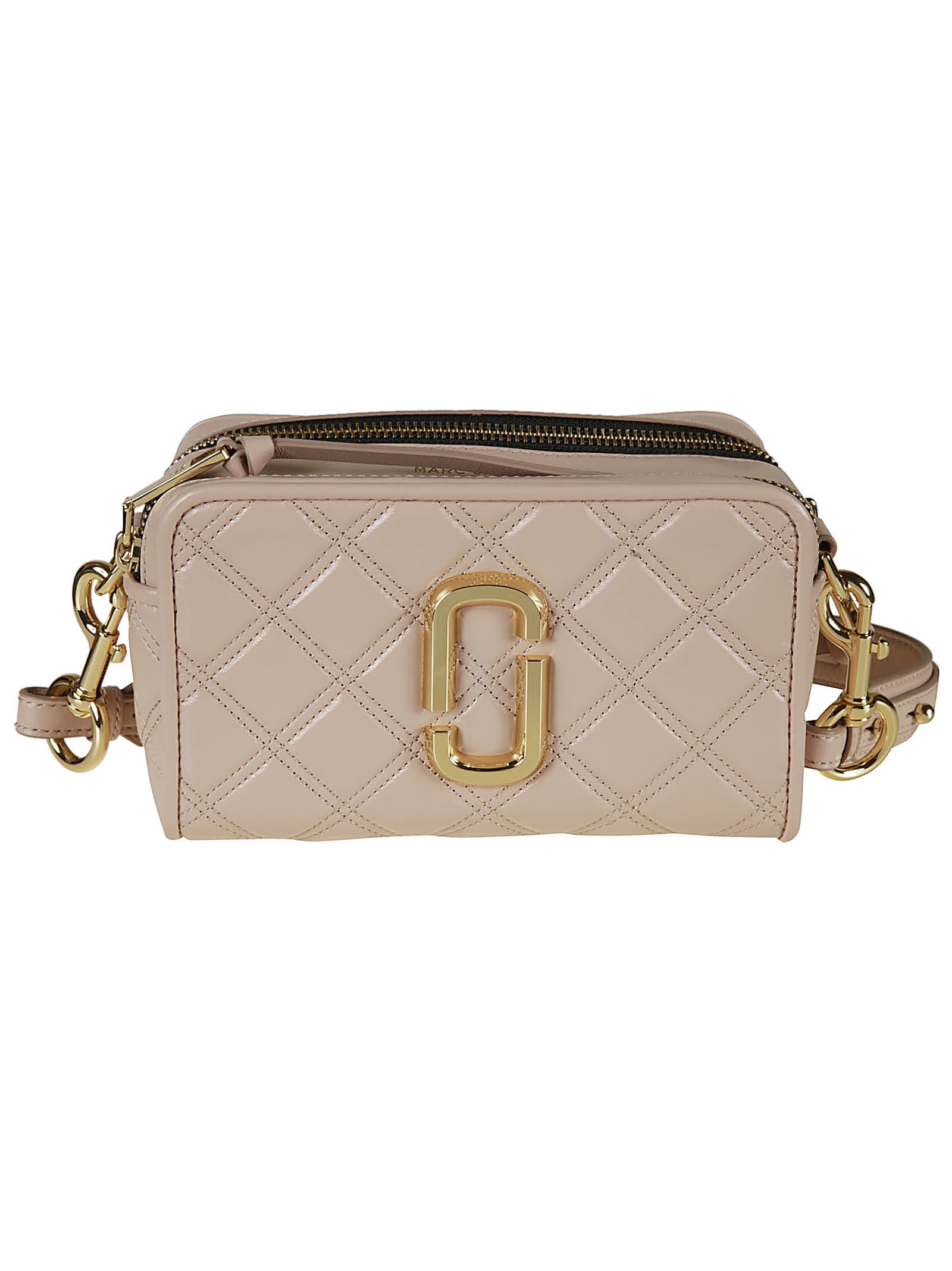 Marc Jacobs Logo Plaque Quilted Camera Bag In Nude