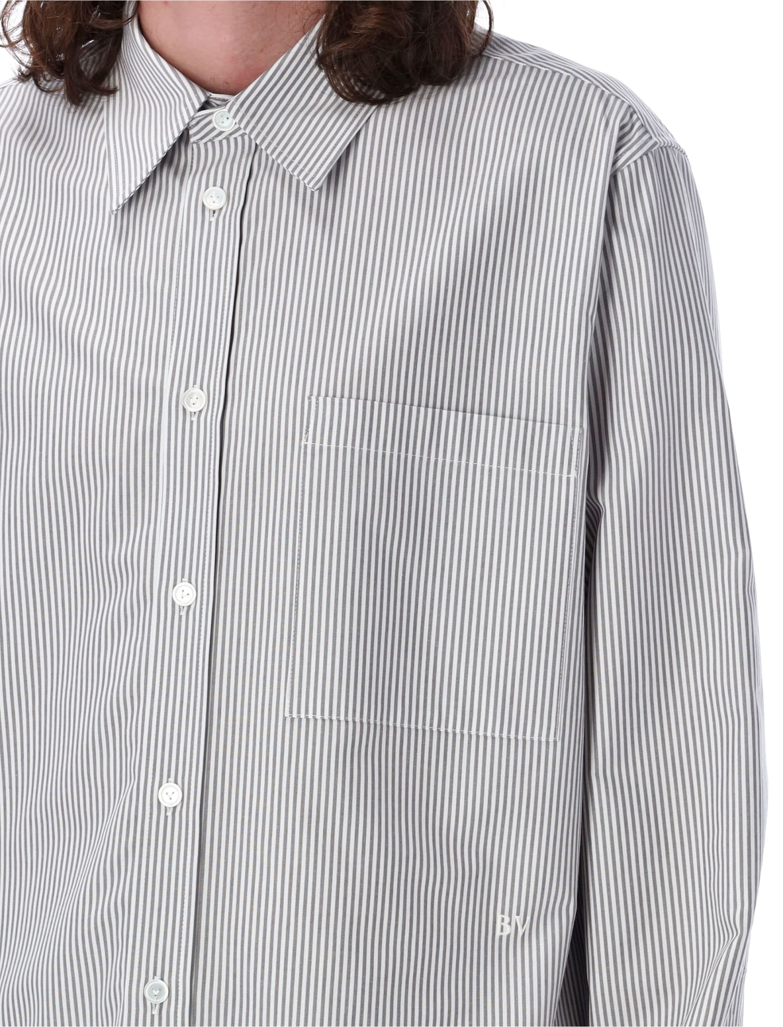 Shop Bottega Veneta Shirt Stripes In Grey/white
