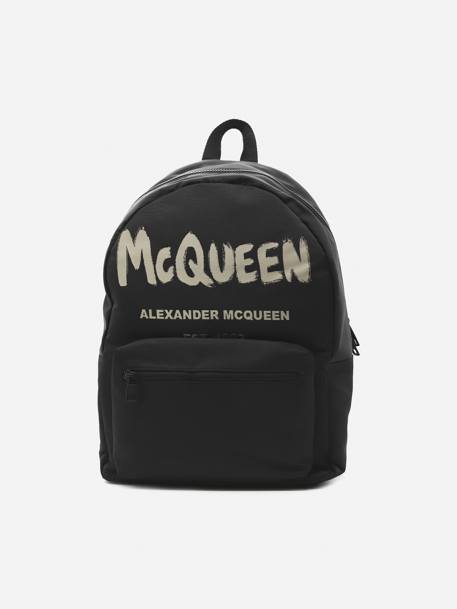 Alexander McQueen Metropolitan Backpack In Cotton Canvas With Contrasting Logo Print