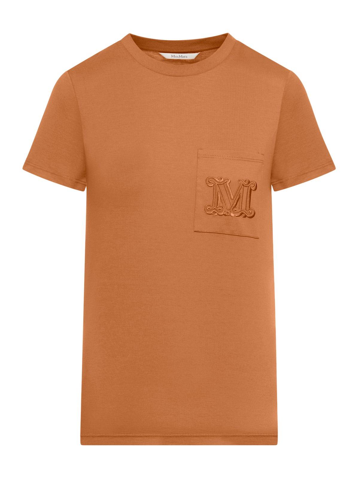 Shop Max Mara Crewneck Short-sleeved T-shirt  In Luggage