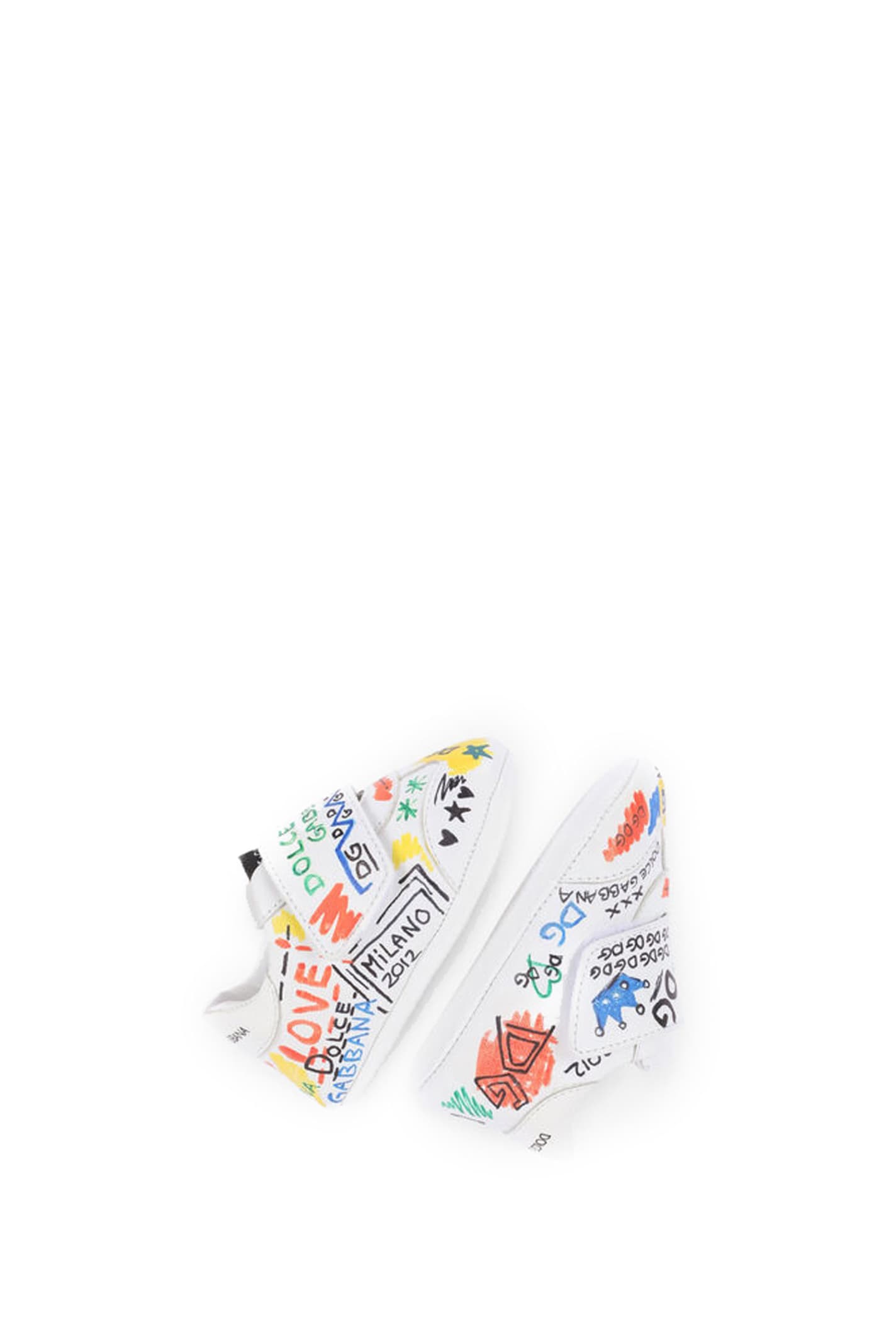 Shop Dolce & Gabbana Strap Sneakers With Written Print In Multicolor