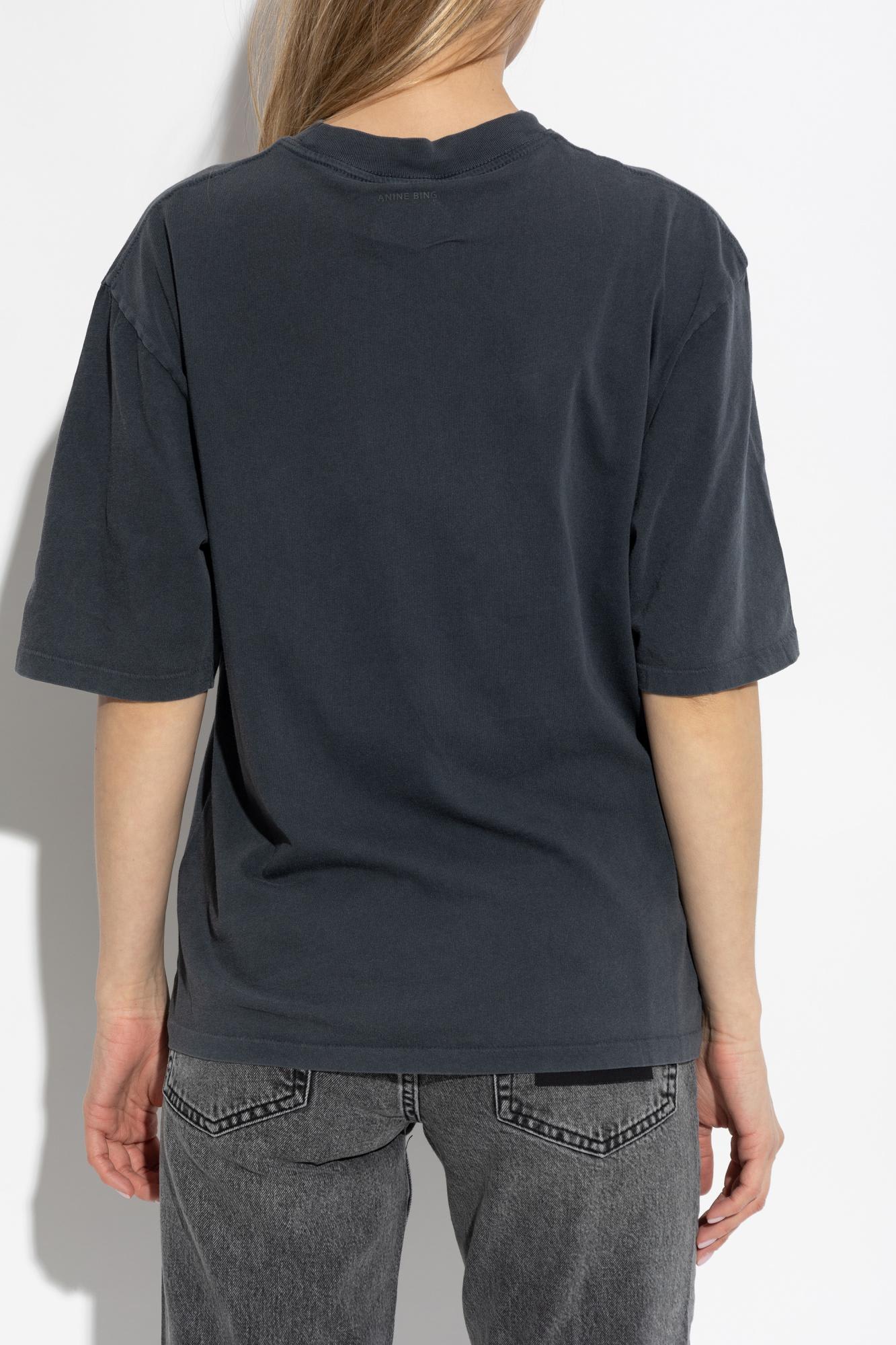 Shop Anine Bing T-shirt With Print In Washed Charcoal