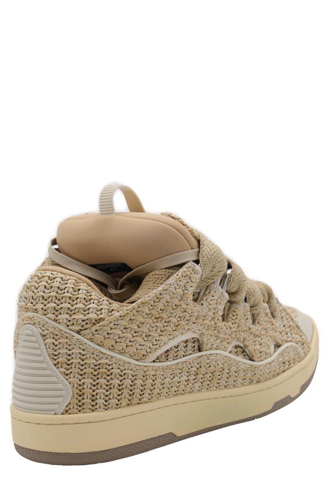 Lanvin Beige Curb Raffia Sneakers In Natural