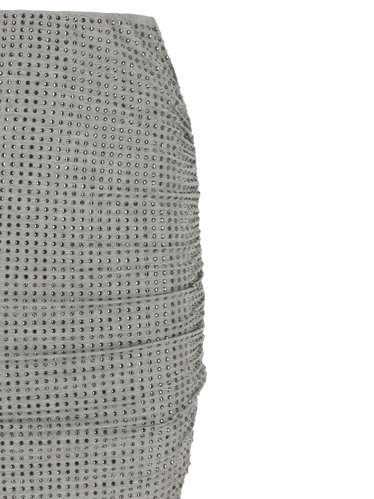 Shop Pinko Embellished Ruched Skirt  In Grey