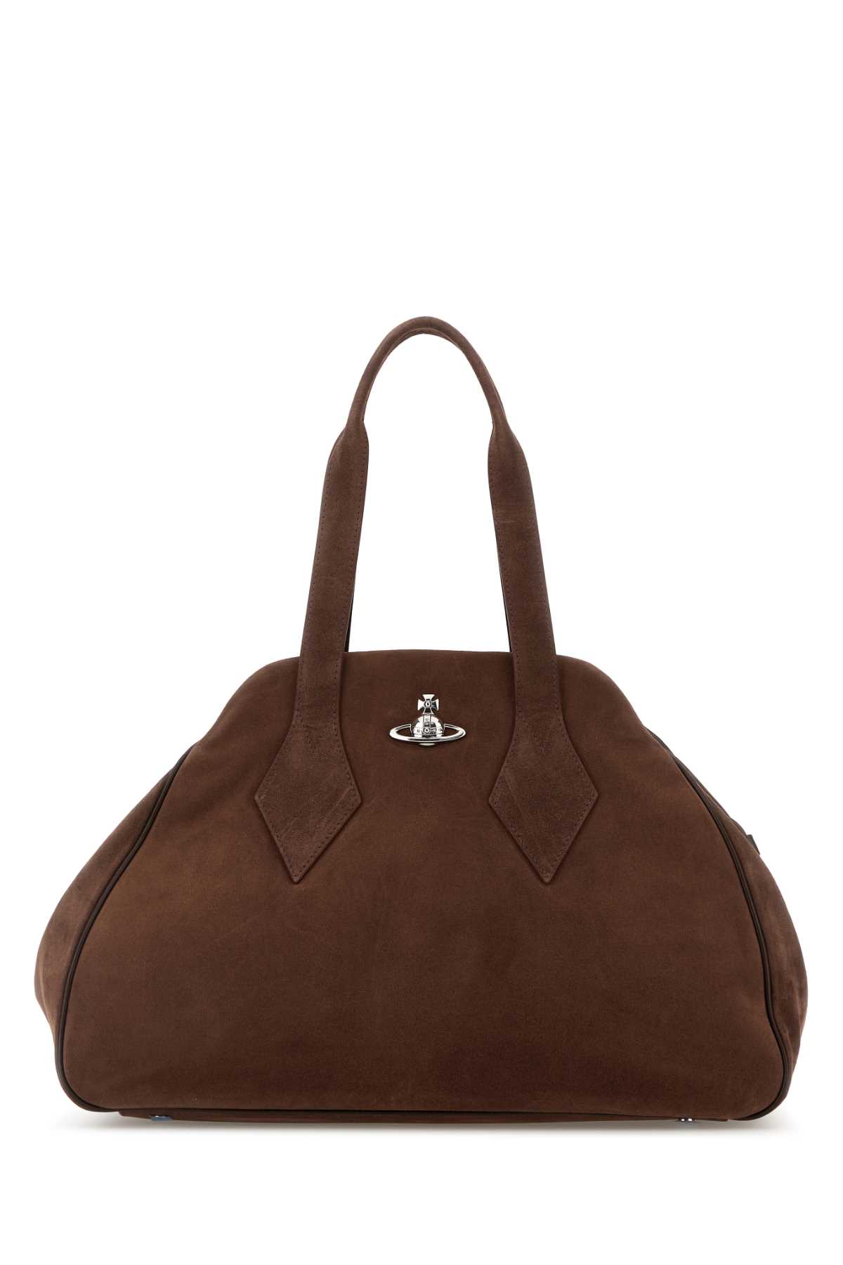 Vivienne Westwood Chocolate Suede Large Yasmine Shoulder Bag In Brown