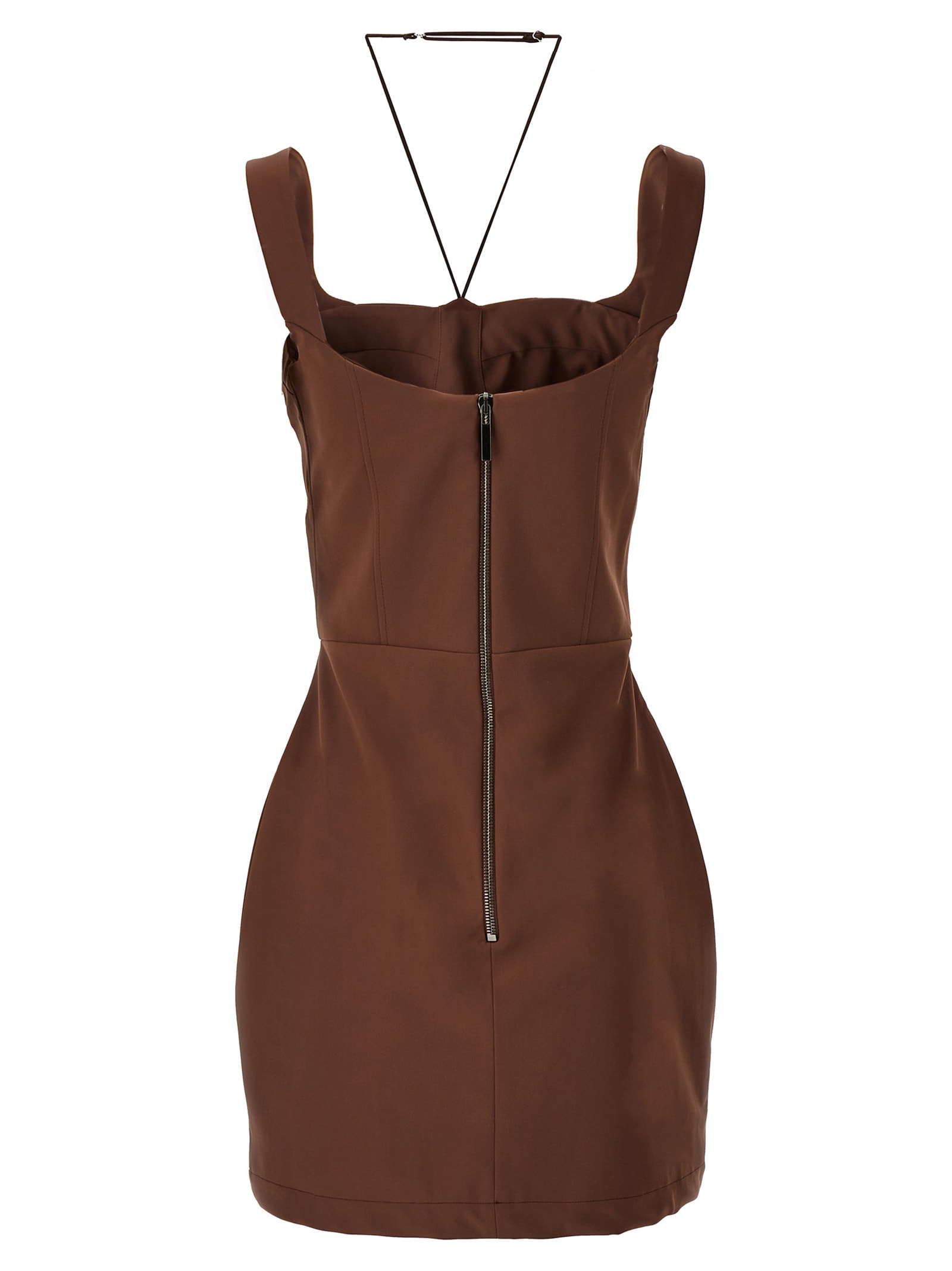Nensi Dojaka 'maddie' Fitted Silhouette Mini Length Dress In Brown