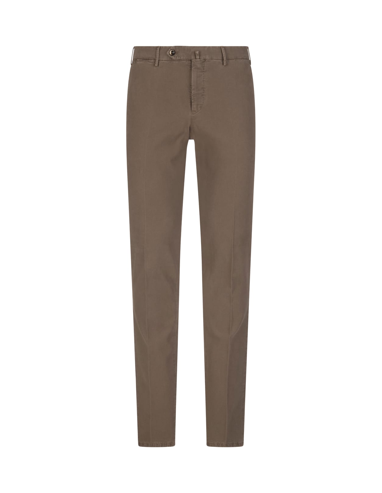 PT01 Man Slim Fit Trousers In Mud Stretch Technical Cotton