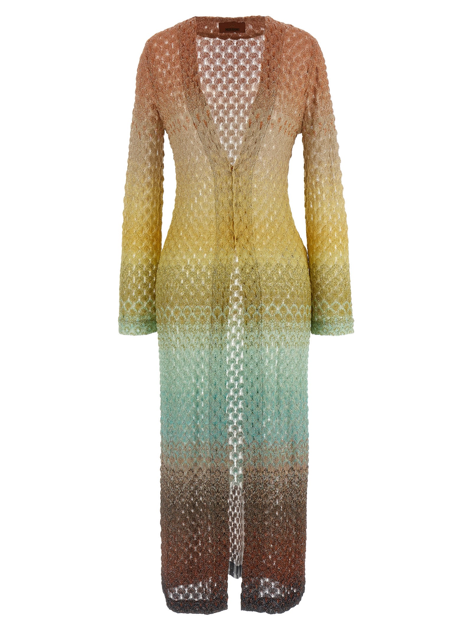 Missoni V-neck Metallic Ombre Knit Long Cardigan
