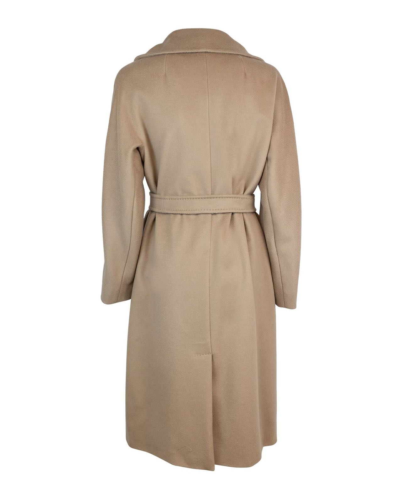 Shop Weekend Max Mara Belted Long-sleeved Coat In Caramello Cammello