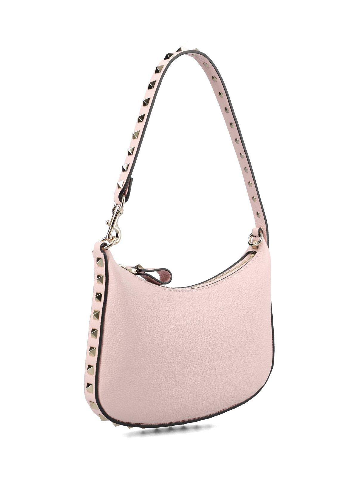 Shop Valentino Garavani Rockstud Zip-up Shoulder Bag In Pink