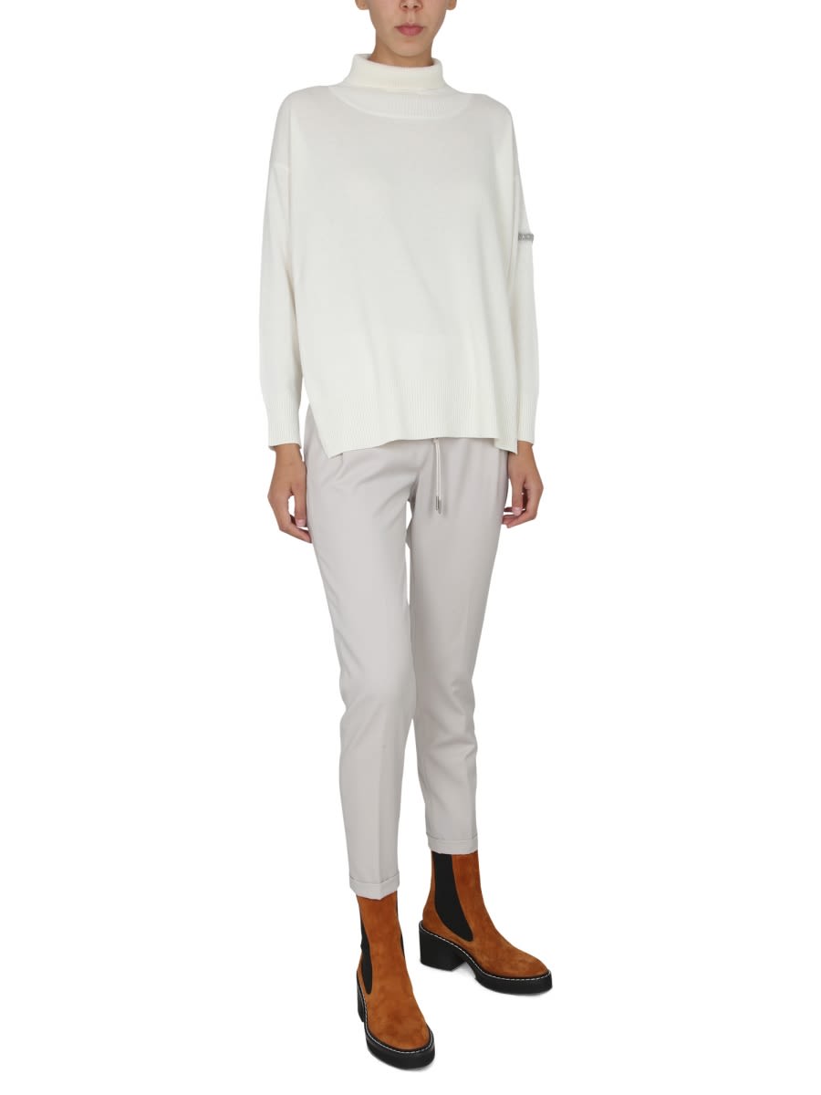 Shop Fabiana Filippi Pants With Shiny Detail In Beige