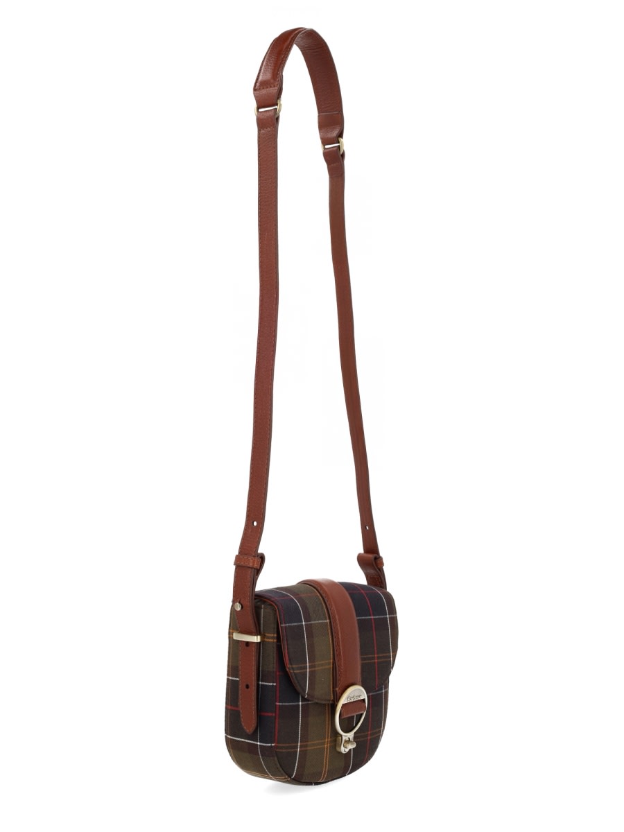 Barbour Plaid Cross-body Bag Adjustable Strap Detail In Brown