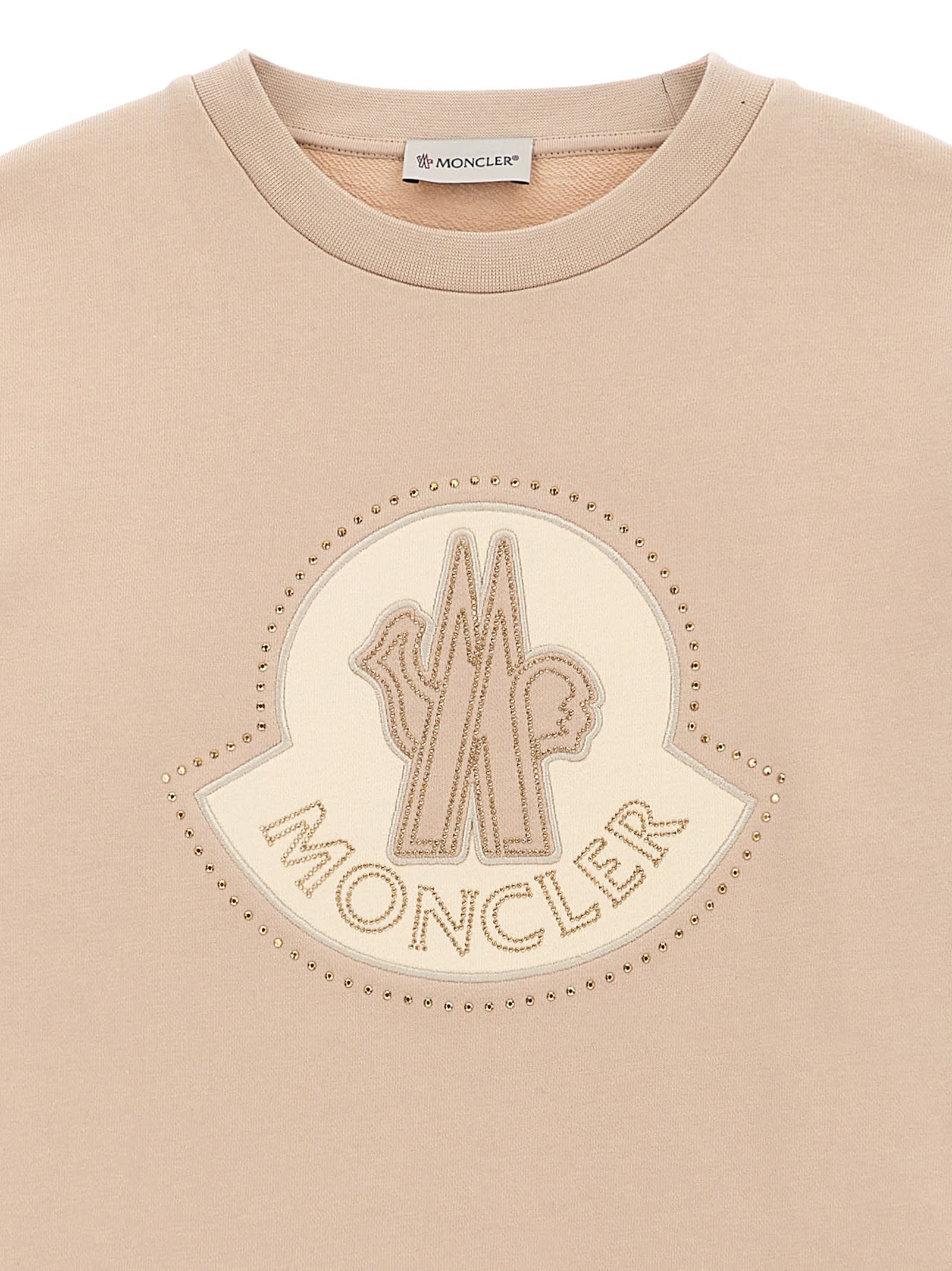 Moncler Rhinestone Logo Sweatshirt In Pink