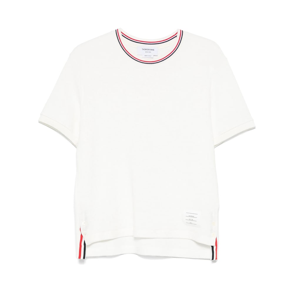 Thom Browne White T-shirt With Tricolour Detail
