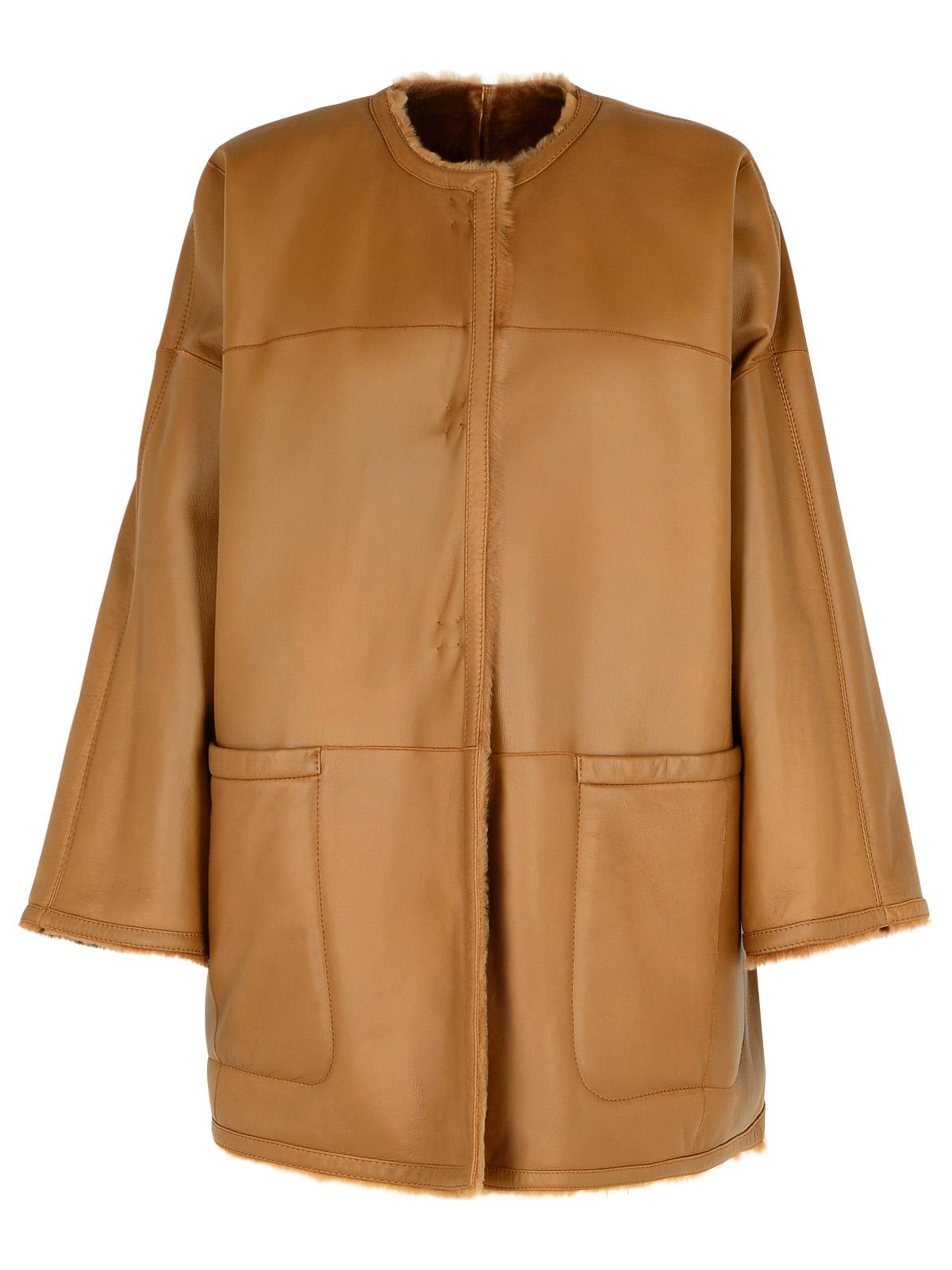 Shop Max Mara Santos Reversible Brown Shearling Sheepskin