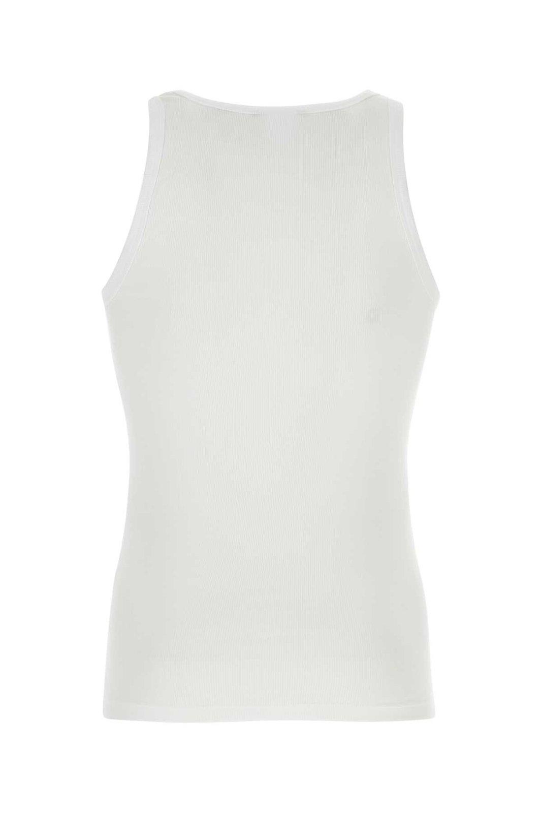 Shop Versace Logo-embroidered Tank Top In White