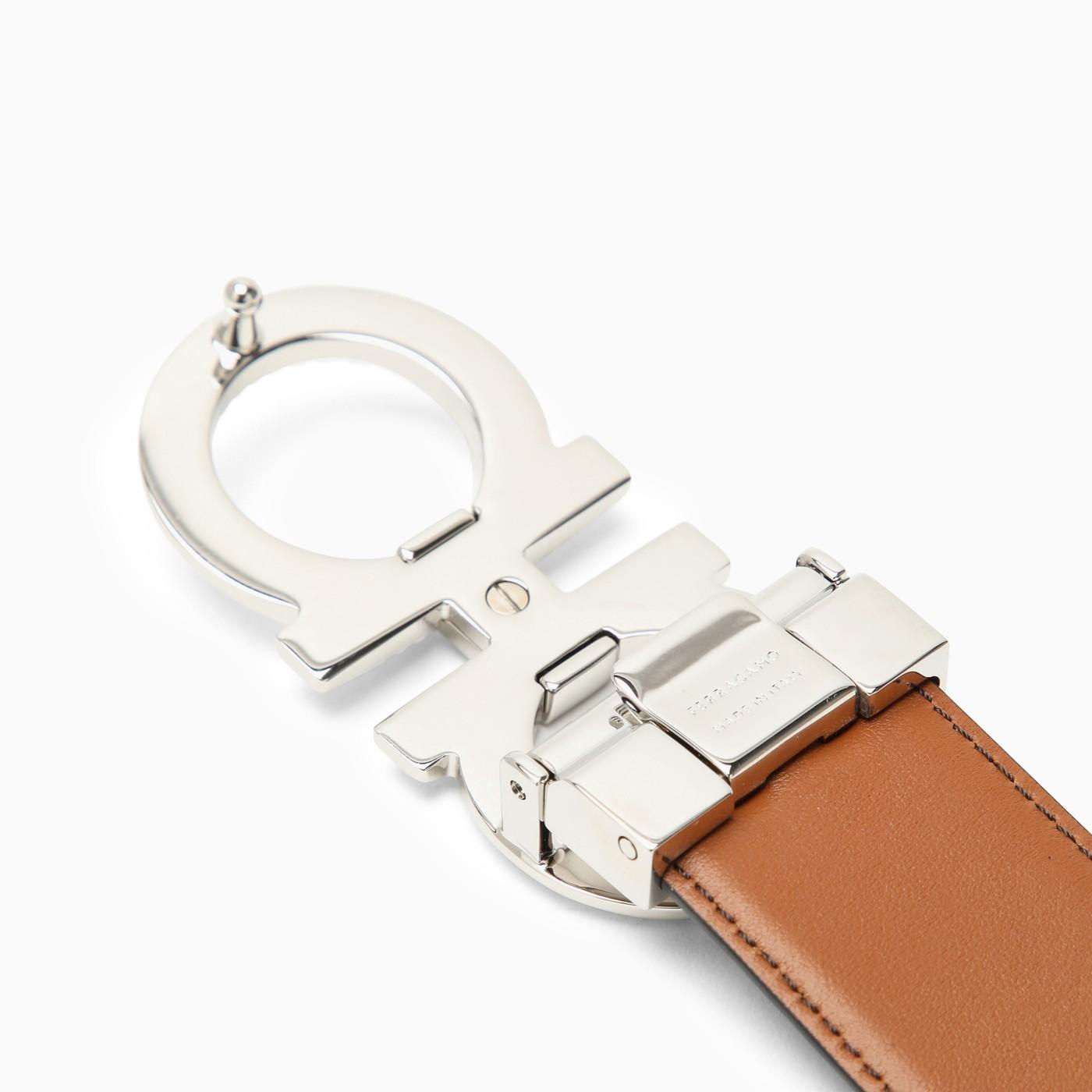 Shop Ferragamo Gancini Reversible Black\/brown Leather Belt