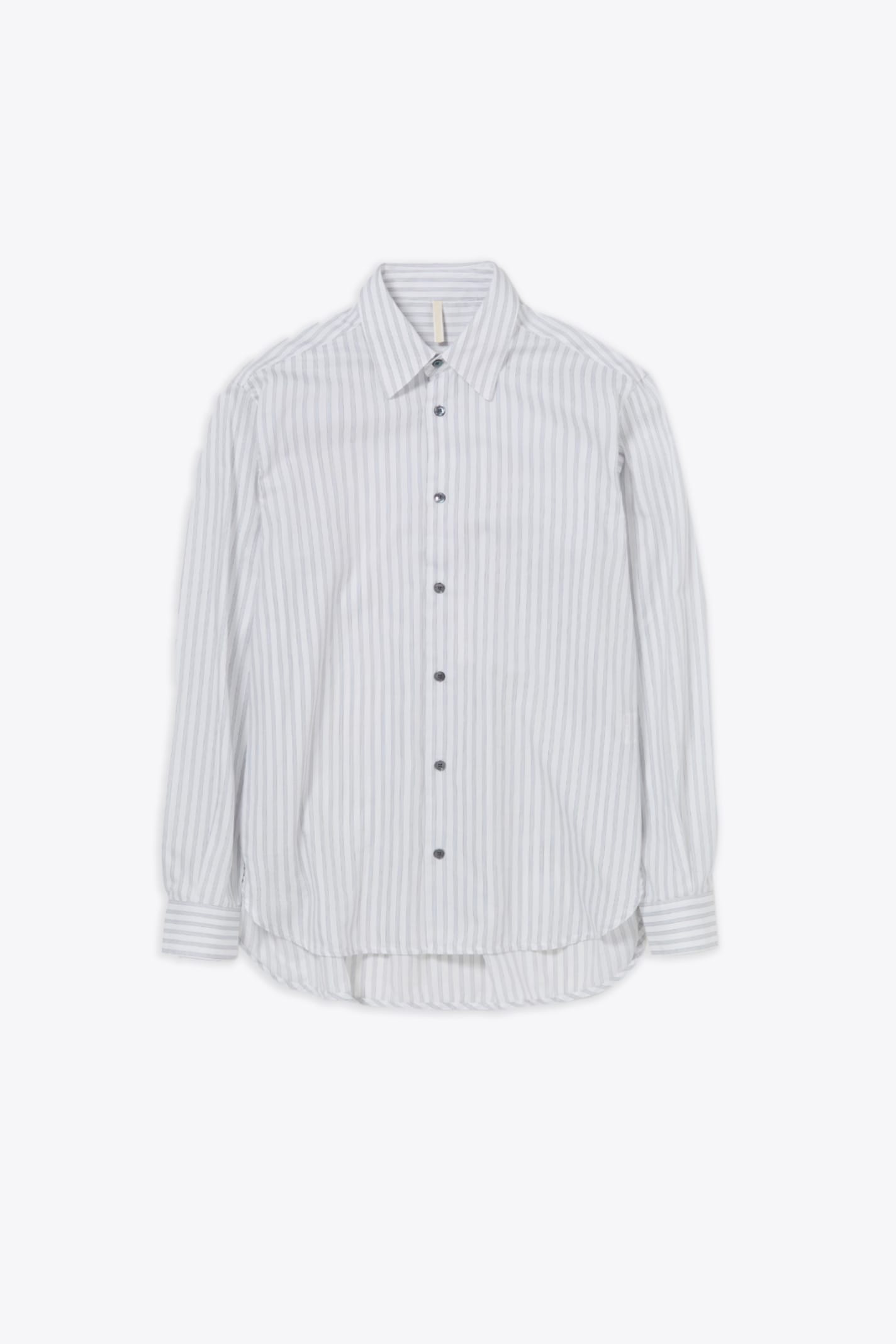 #1174 White striped poplin shirt with long sleeves - Please Shirt
