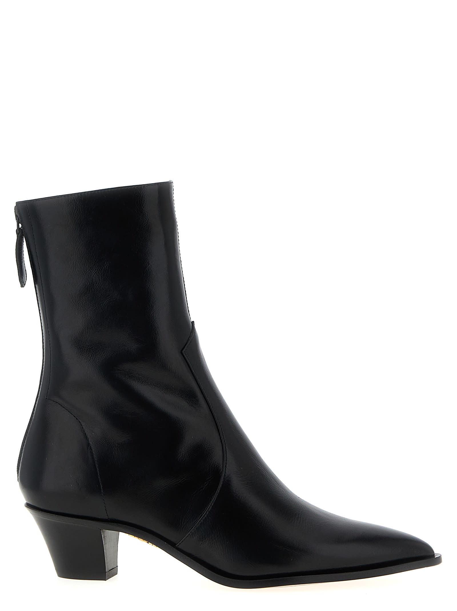 Aquazzura Ankle Boots With Block Heel And Pointed Toe In Black