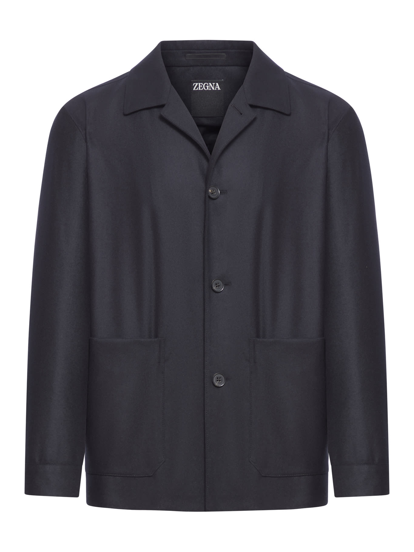 Shop Zegna Pure Wool Alpe Chore Jacket, 340 Gr, Regular Fit In R Black