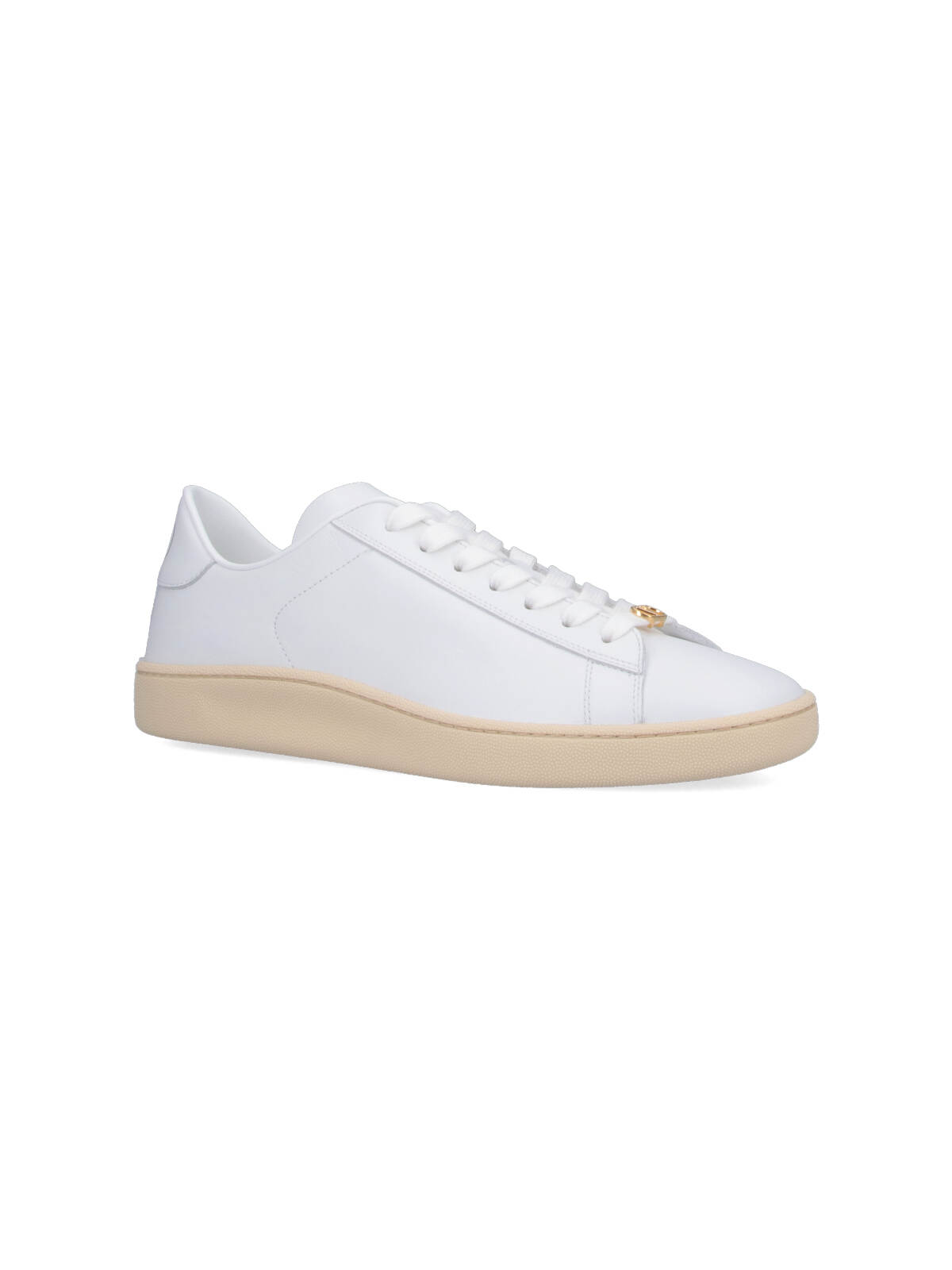 Valentino Royco Low-top Leather Sneakers With Italian Sizing In White