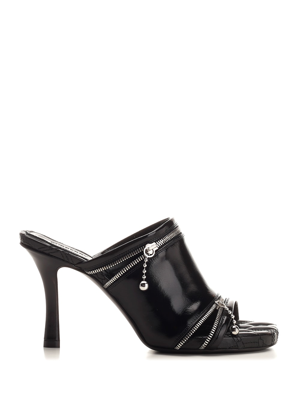 Shop Burberry Peep Sandals In Black