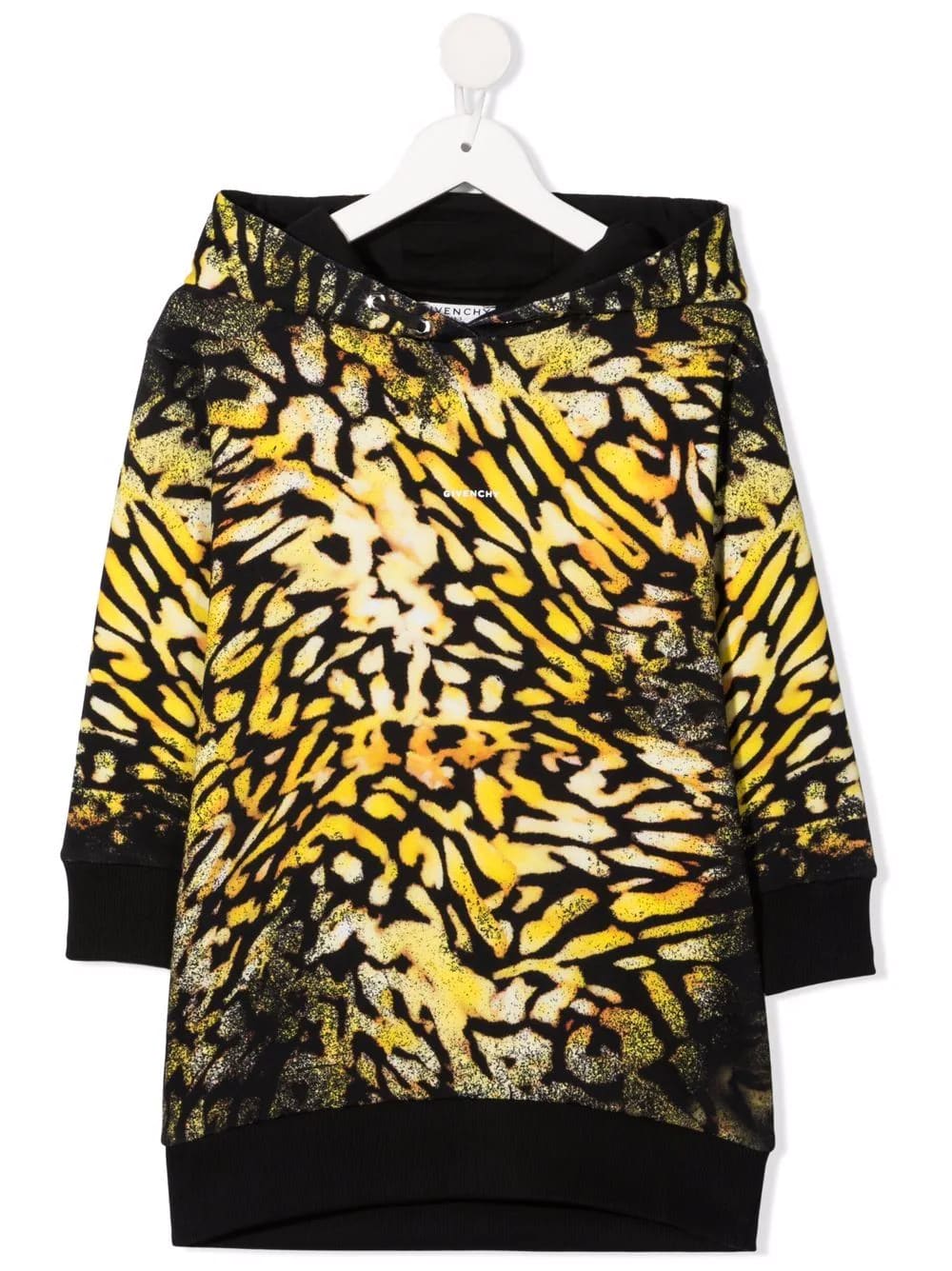 Givenchy Kids Dress In Sweatshirt With Hood And Animalier Print