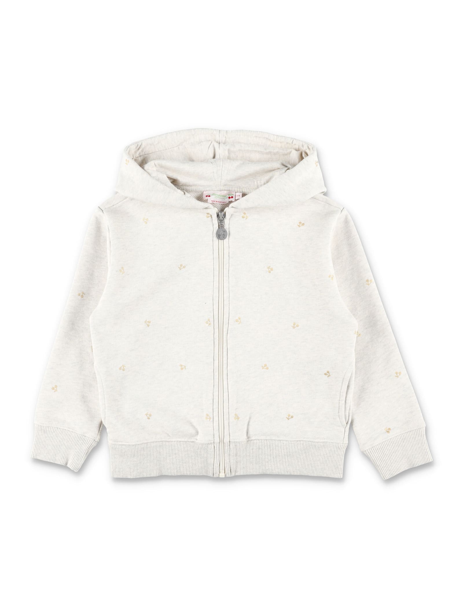Bonpoint Talent Organic Cotton Girls Hoodie With Cherry Print In Neutral