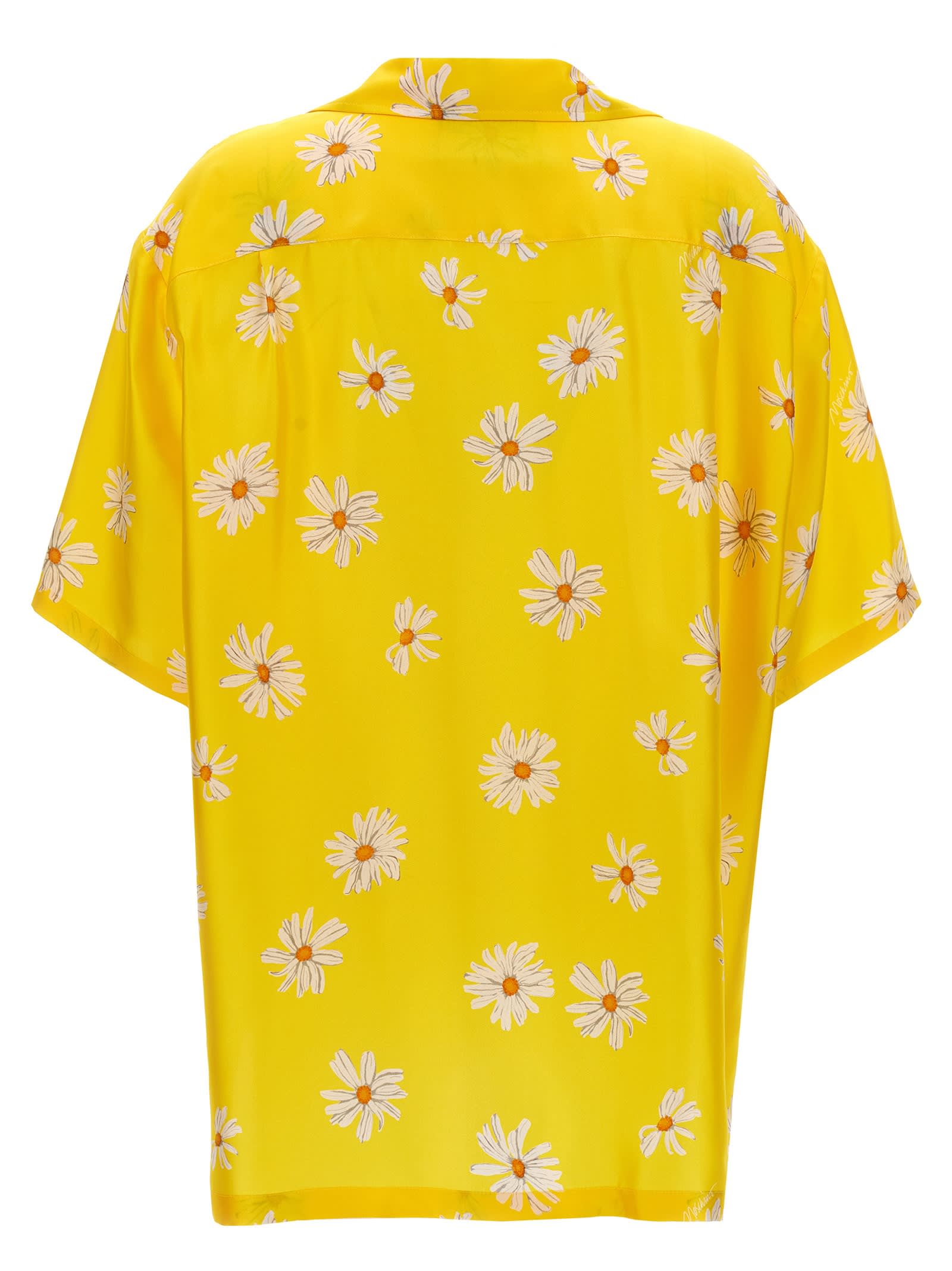 Moschino Floral Pattern Collared Neck Short Sleeves Shirt In Yellow