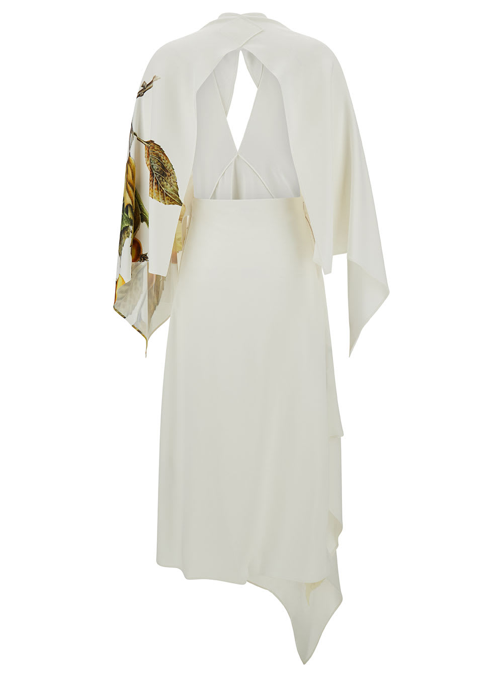 Shop Ferragamo Long White Asymmetric Dress With Graphic Print In Viscose Blend Woman In Black