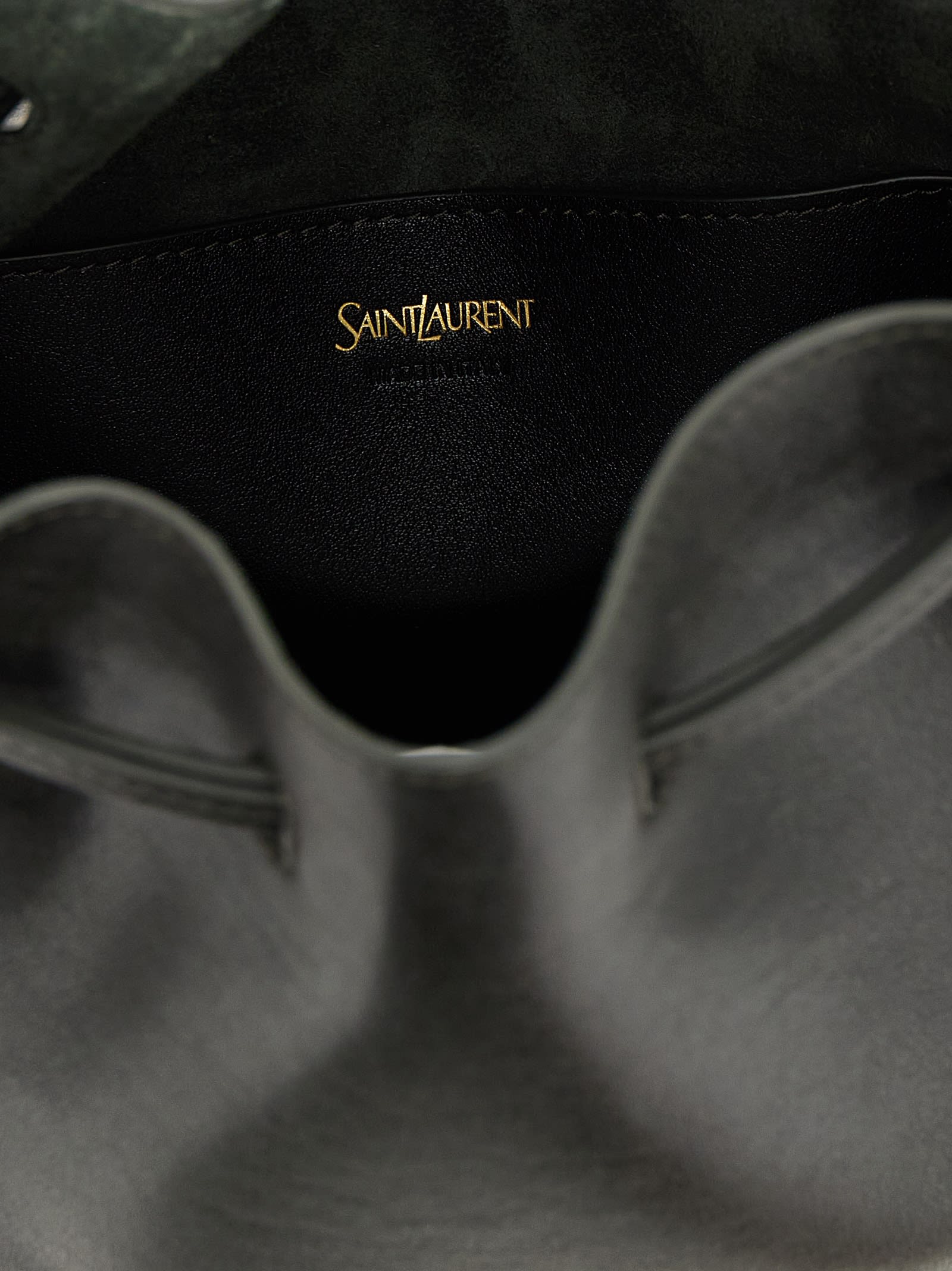 Saint Laurent Large Leather Bucket Bag Crossbody Bags Green